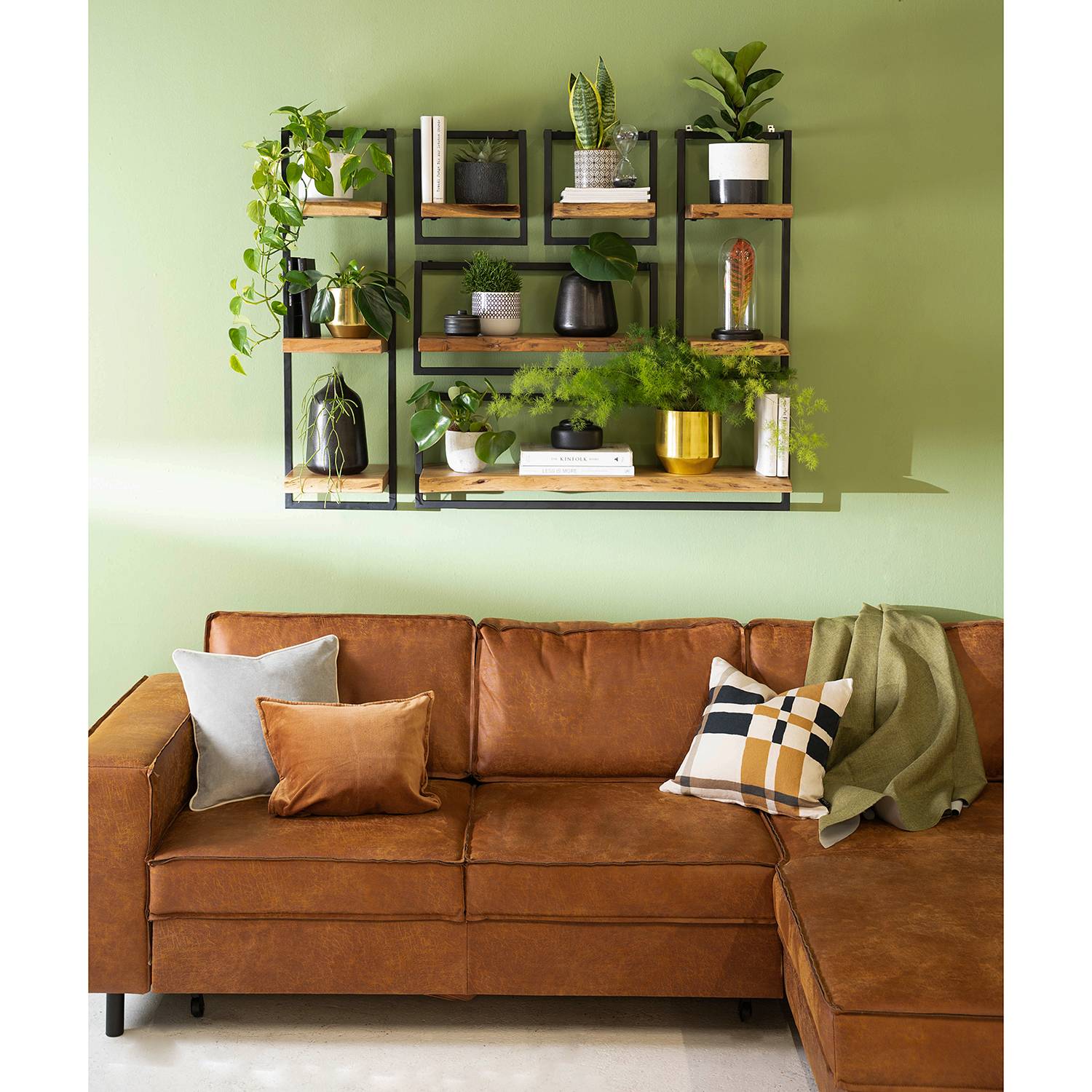 Kaawo I Wall Shelf Acacia Metal Black