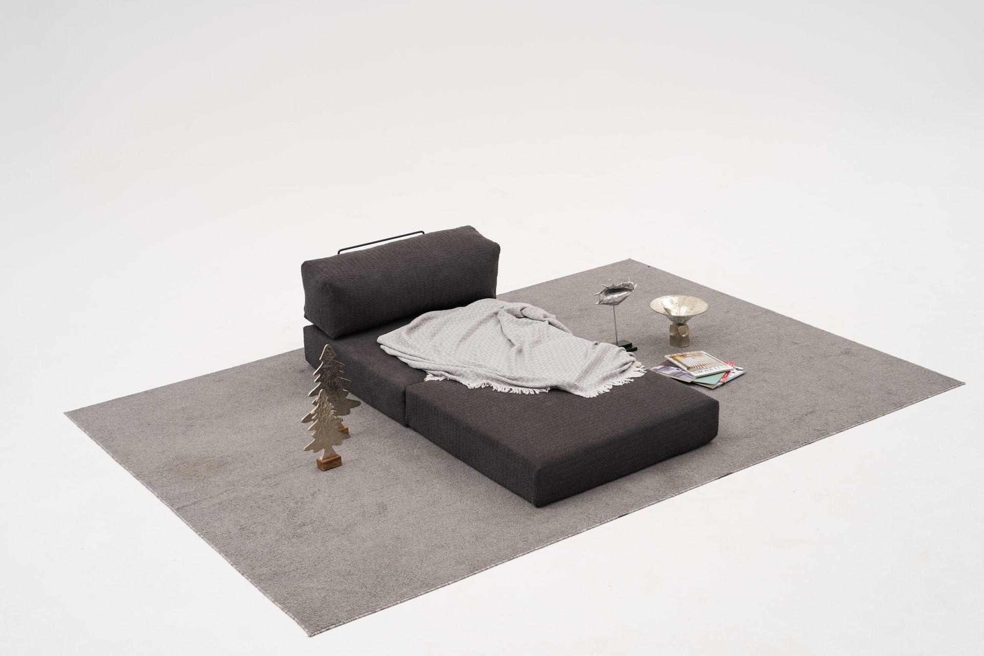 Comfort Schlafsofa 2-Sitzer mit Hocker Anthrazit