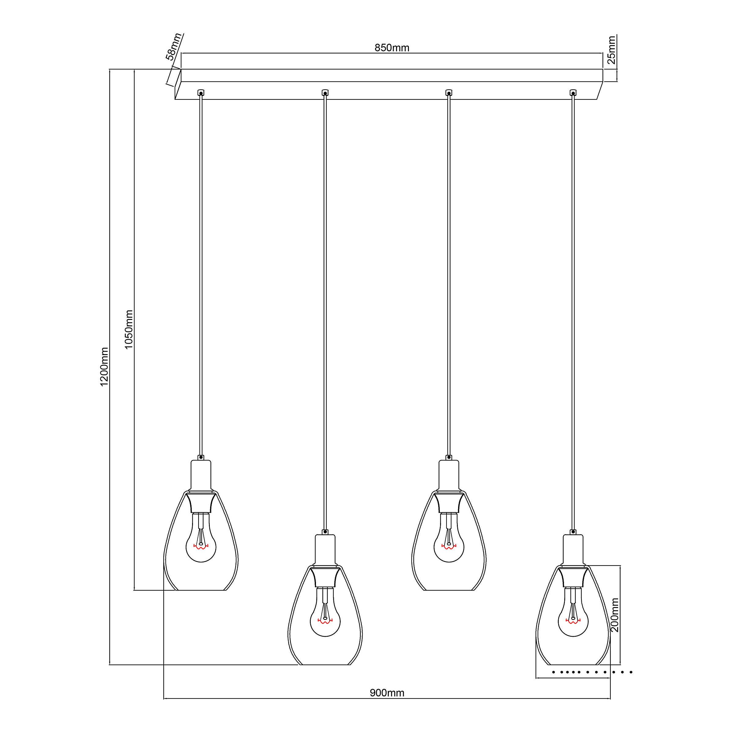 Fanni Type A Pendant Light Smoked Glass Iron Black