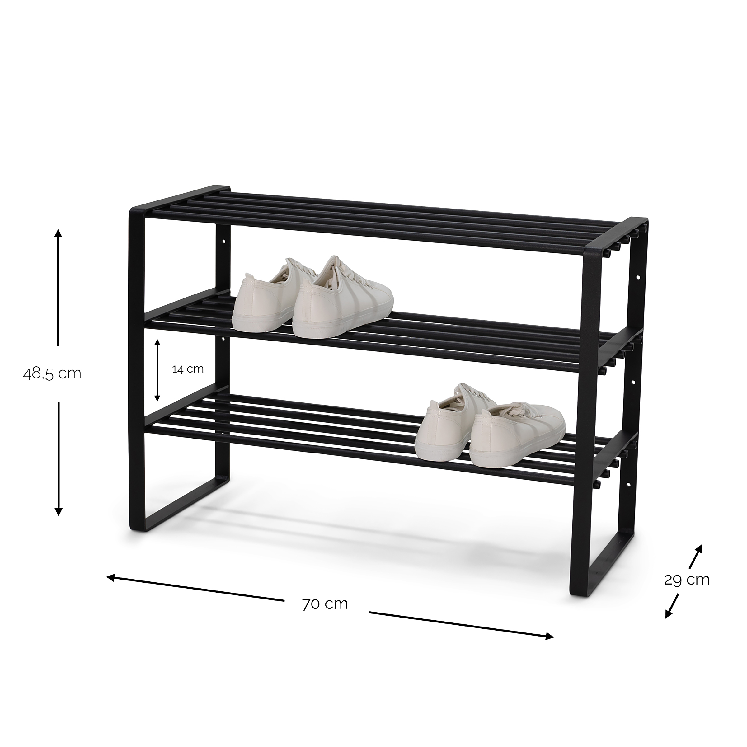 Shoe rack Welbeck with 3 shelves metal cashmere