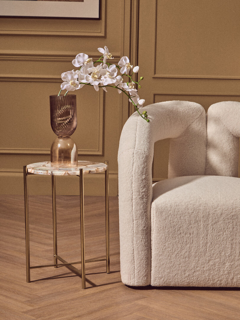 Vita Side Table Steel Stone Natural Agate