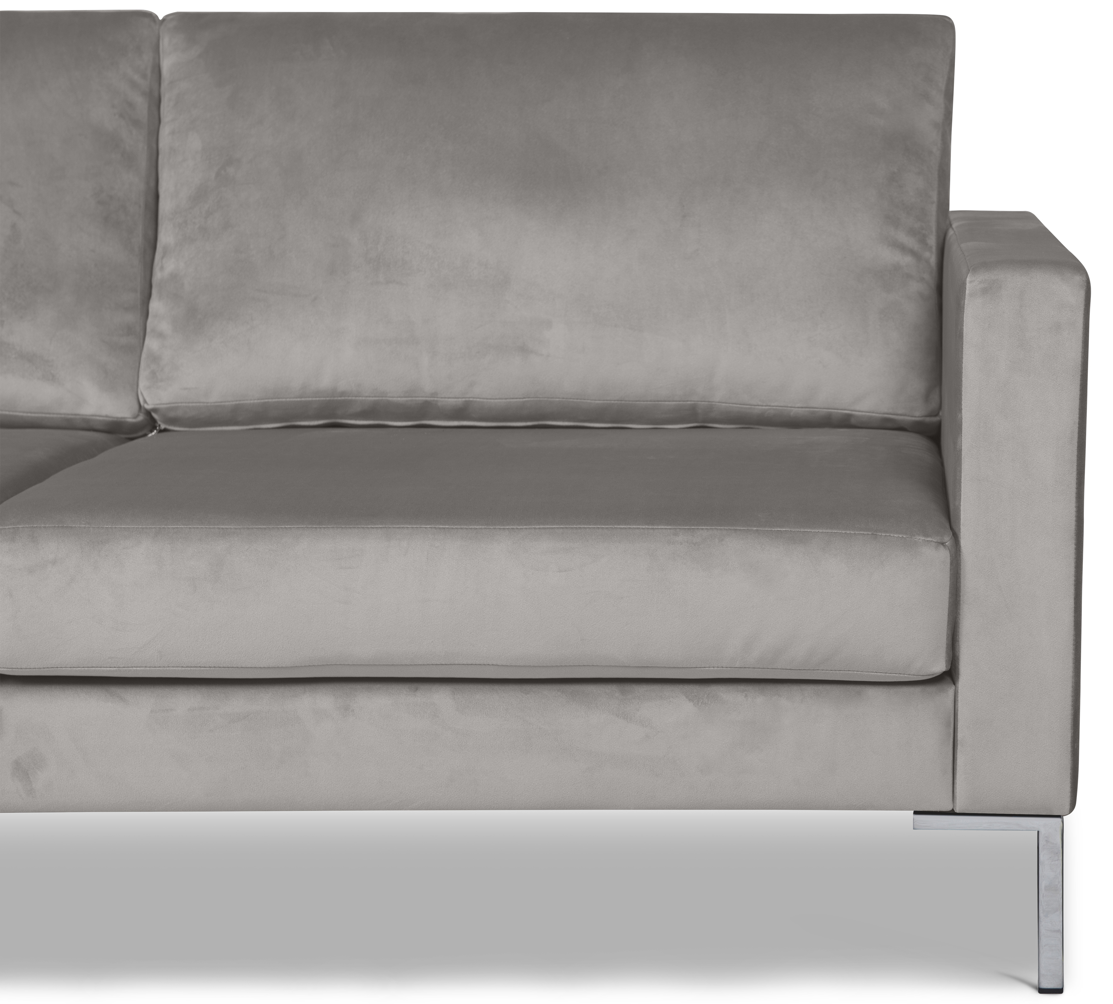 Portobello Sofa Récamiere Links Samt Metall Hellgrau