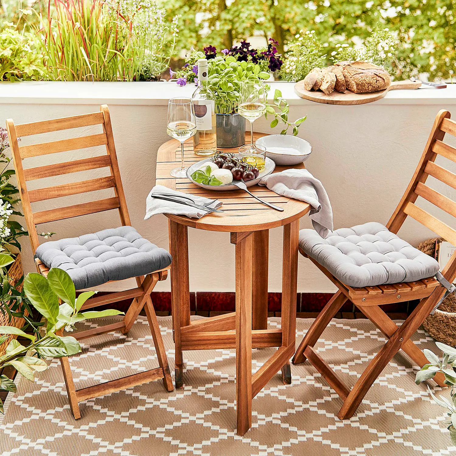Color Clash Rauten II Outdoorteppich Natur