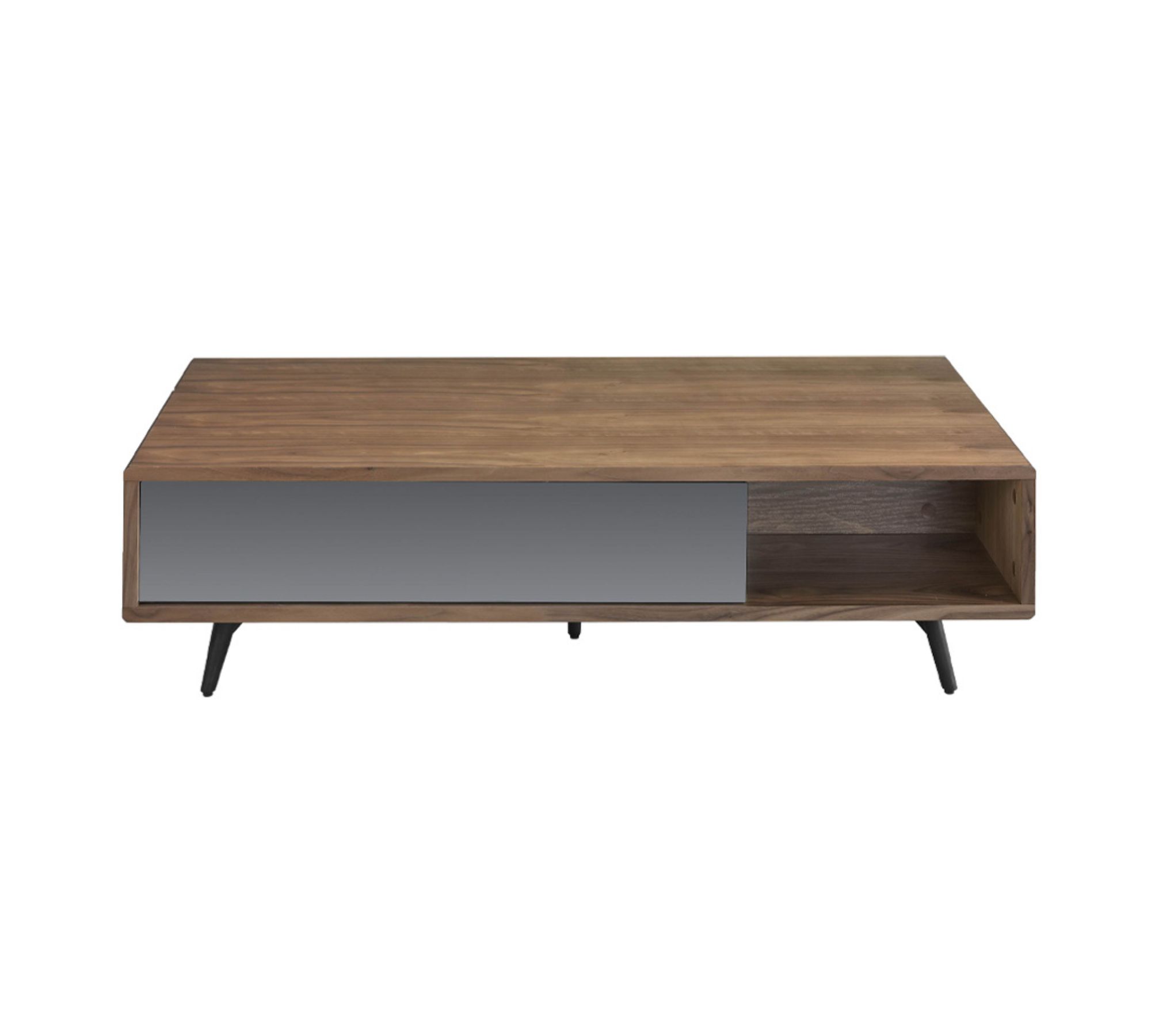Couchtisch Nussbaumholz Glas Braun
