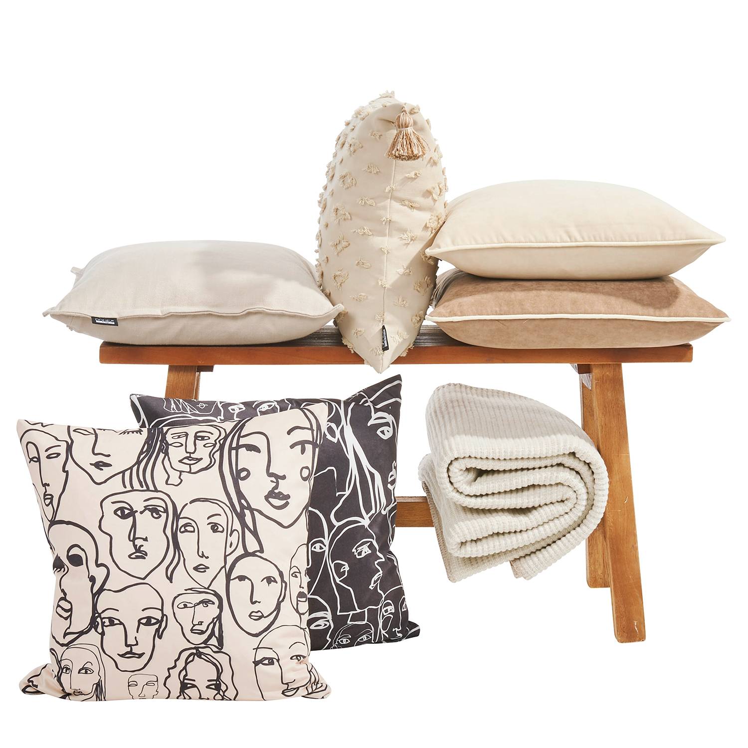 Joy Kisssenhülle Samt Beige 45x45cm