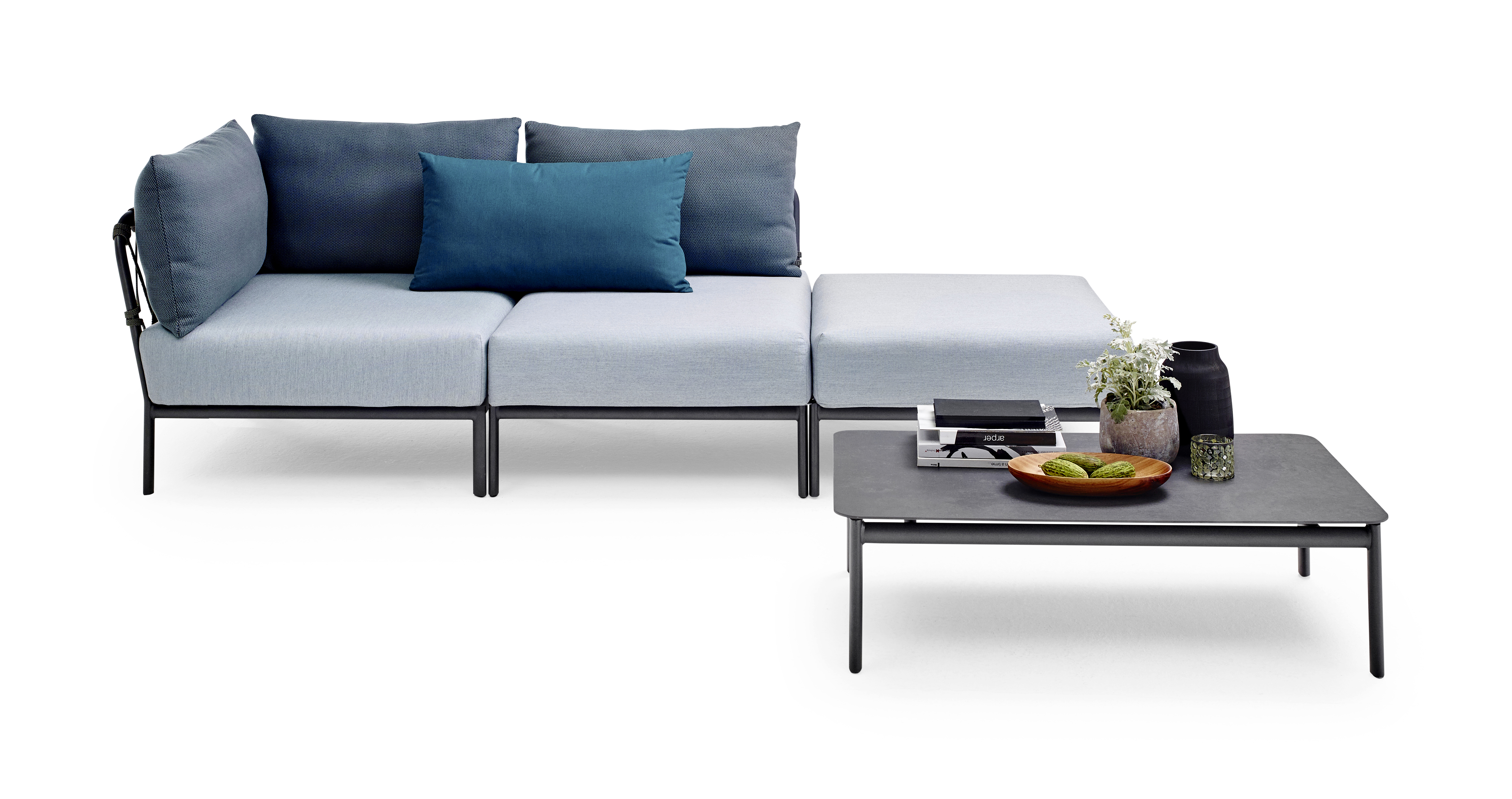 Caro Garten Lounge-Set Klein Anthrazit Blau