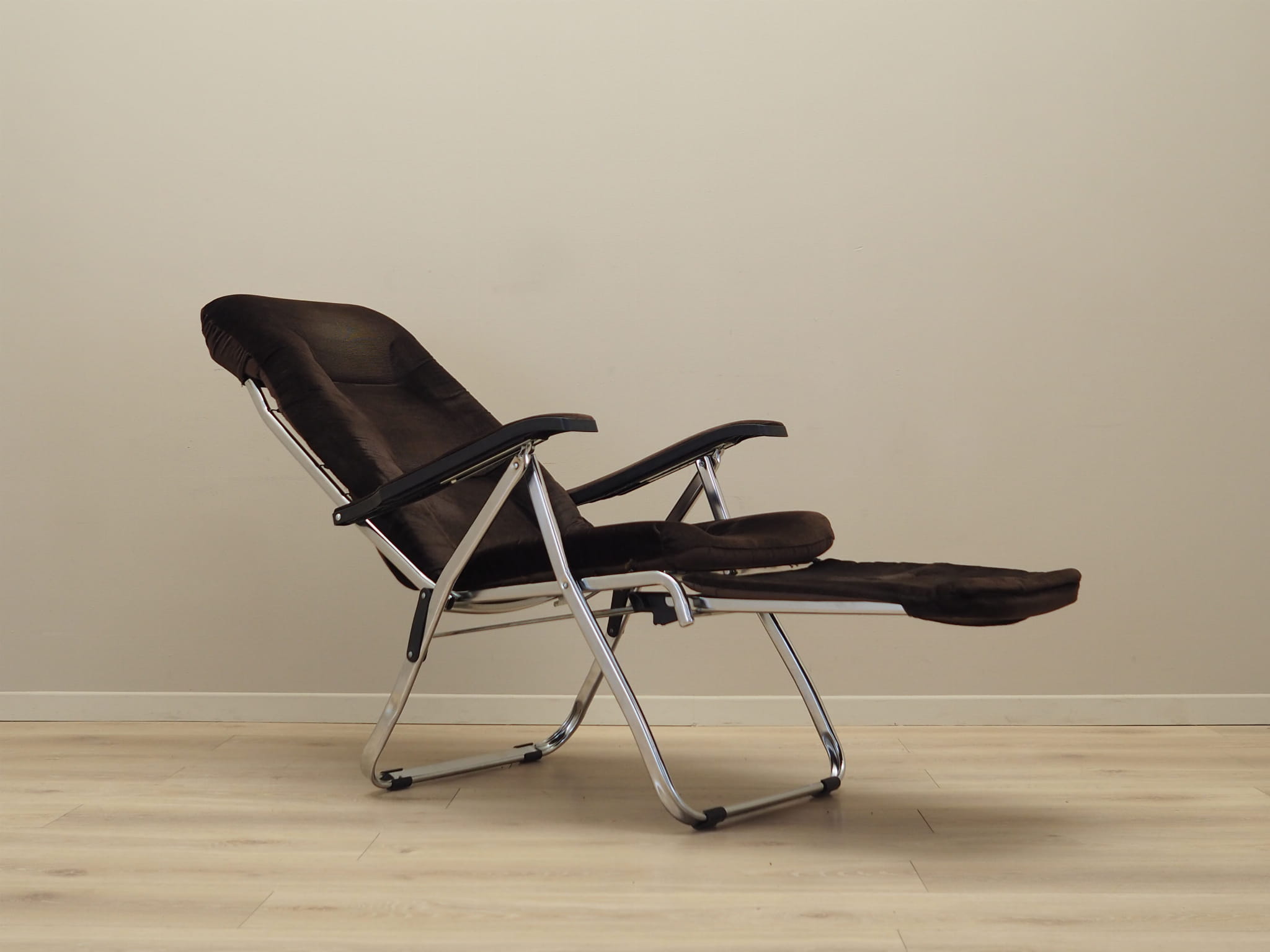 Vintage armchair velvet metal brown 1970s