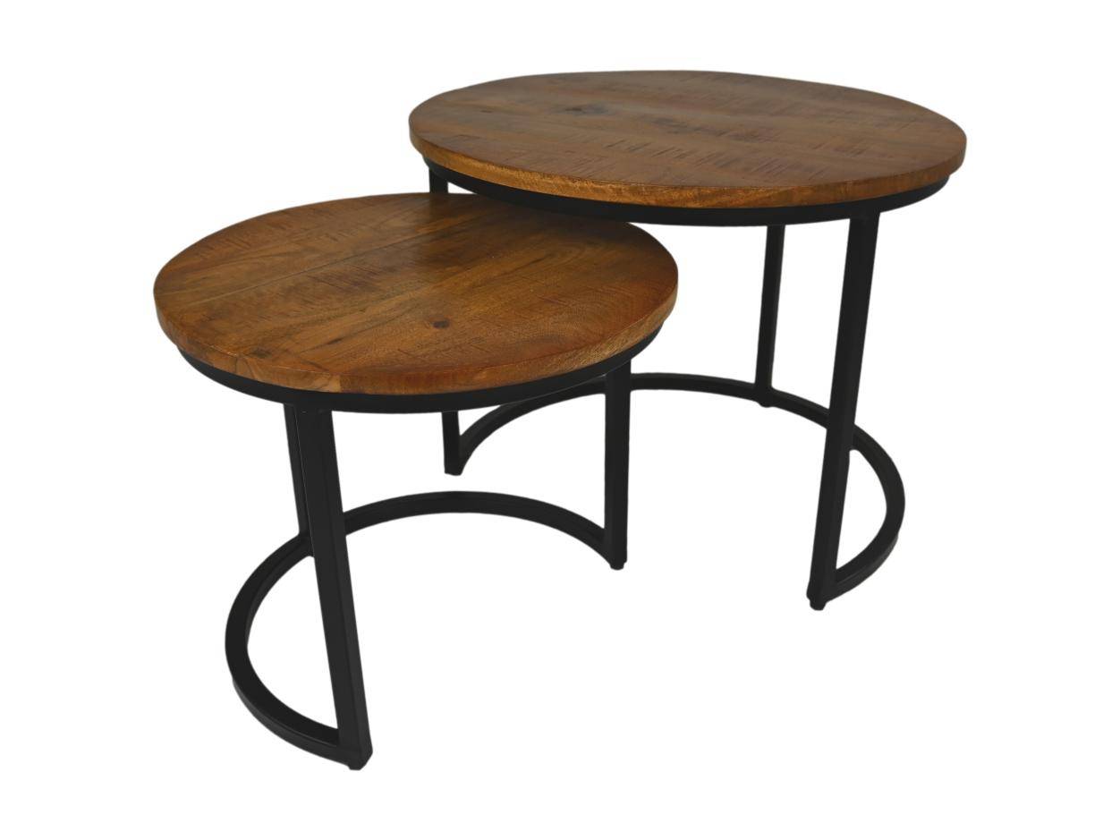 2x Ronin Beistelltisch Mangoholz Metall ø60cm