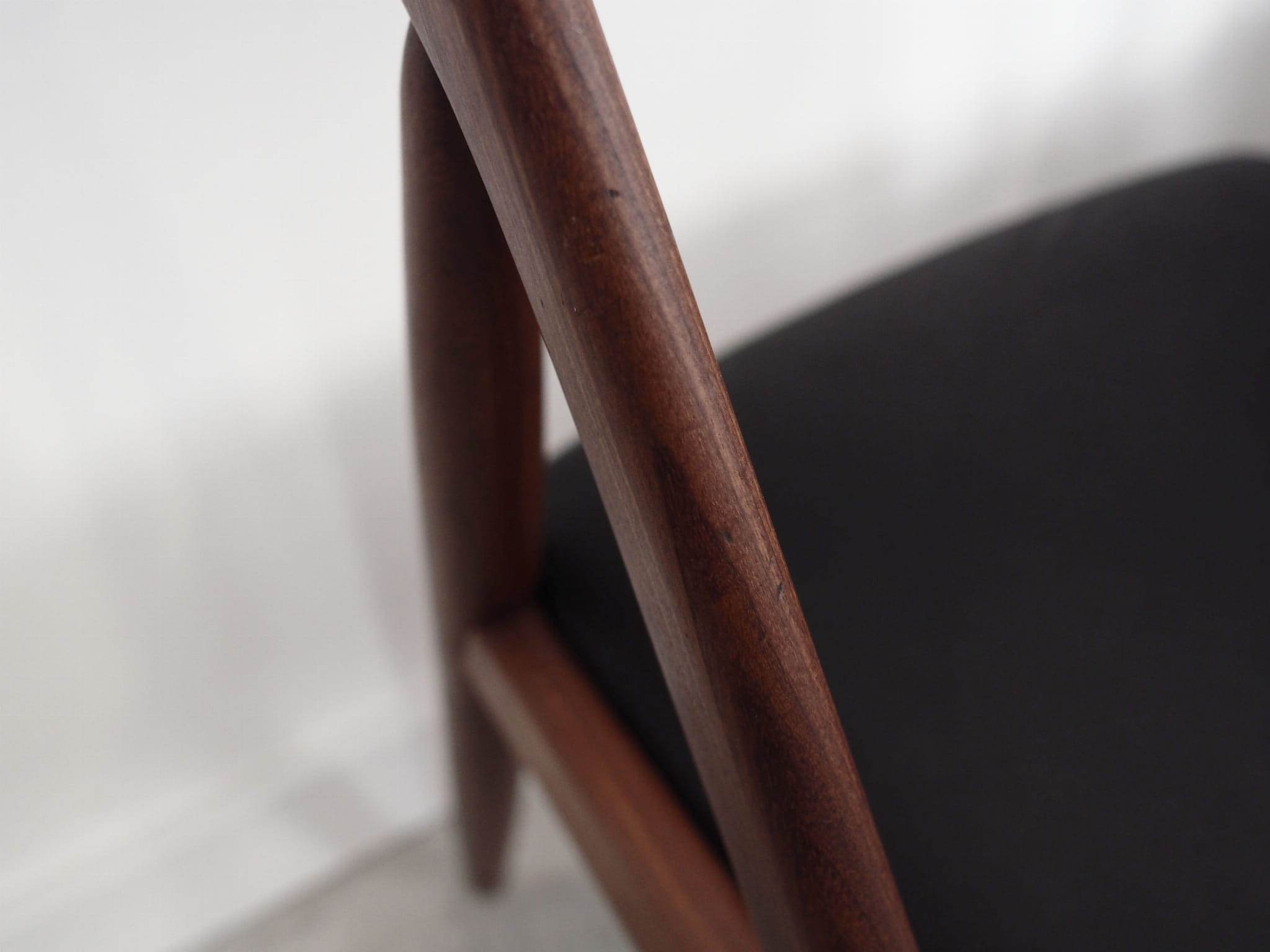 4x Vintage Chair Teak Wood Textile Black 1970s