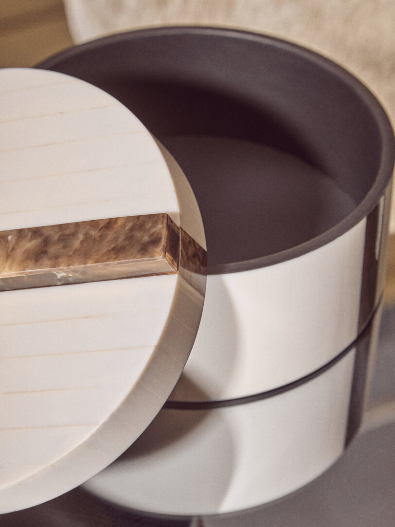 Decio Runder Box Kleiner Creme Braun