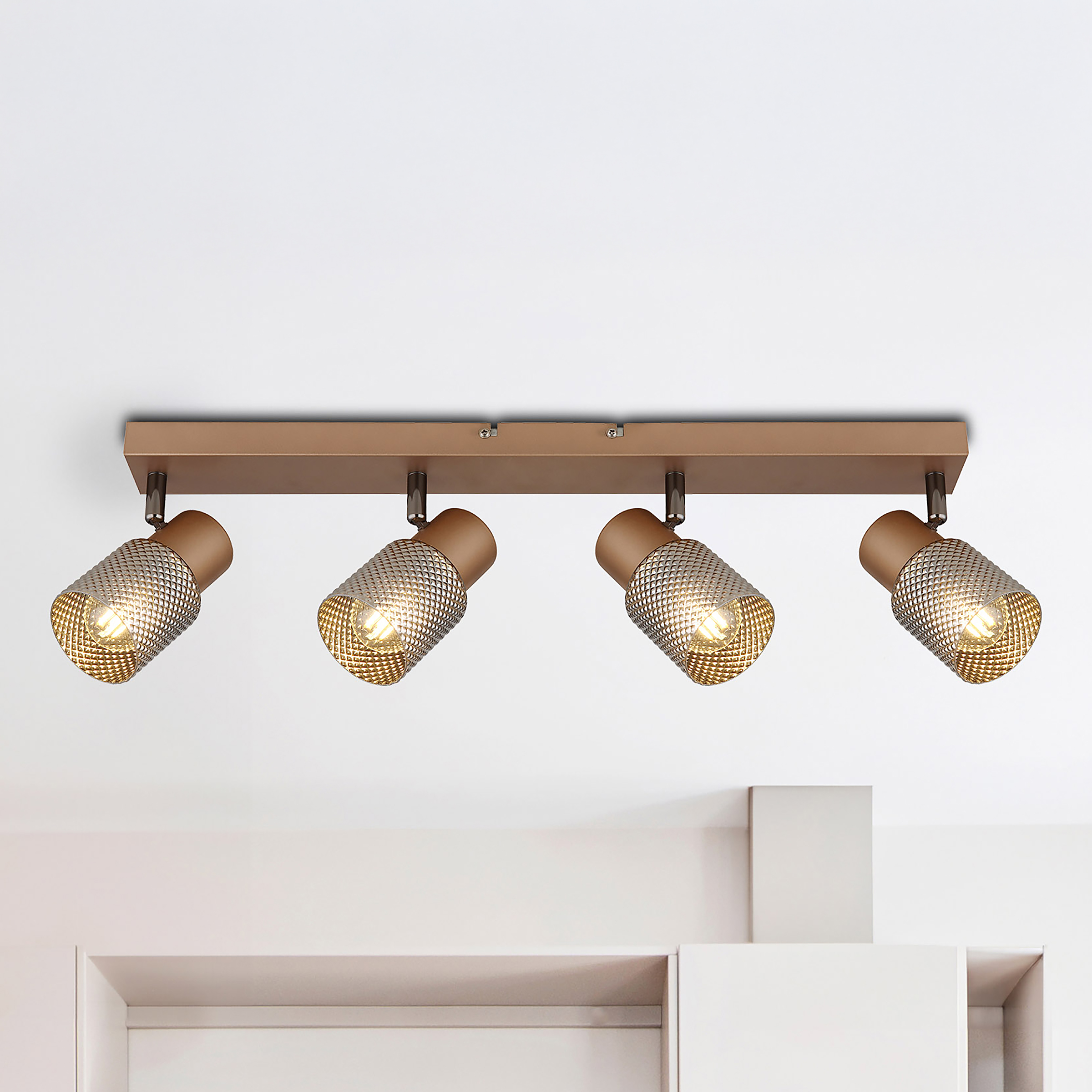 4-Light Satella Type F Ceiling Lamp Smoked Glass / Iron