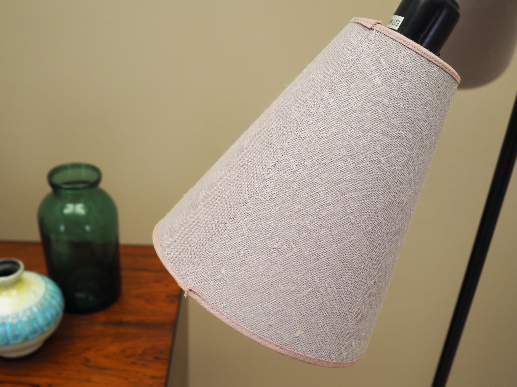 Vintage Lampada da terra Metallo Tessuto Bianco Anni '70