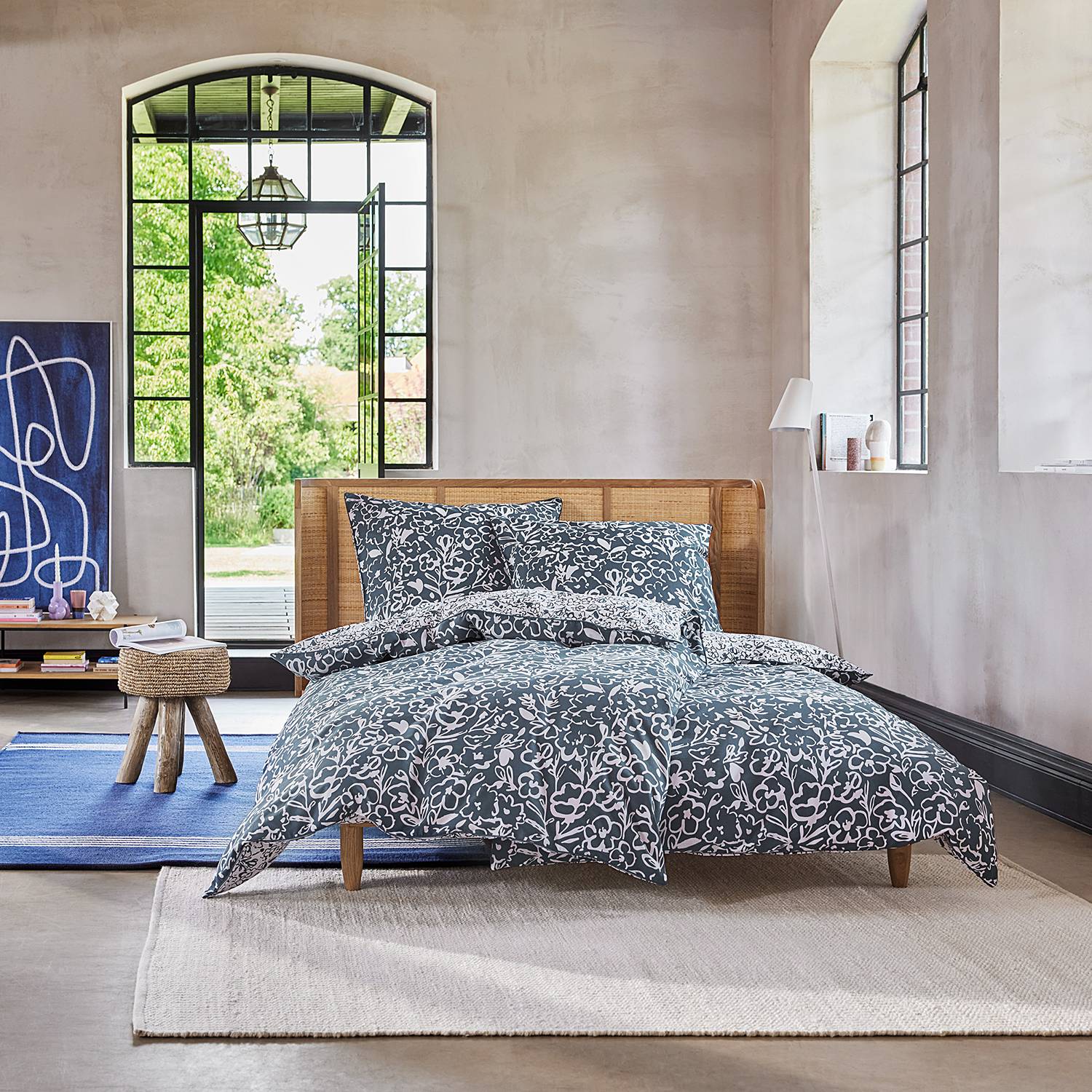 Bettwäsche Cleo Baumwolle / Mako-Satin Blau 135 x 200 cm