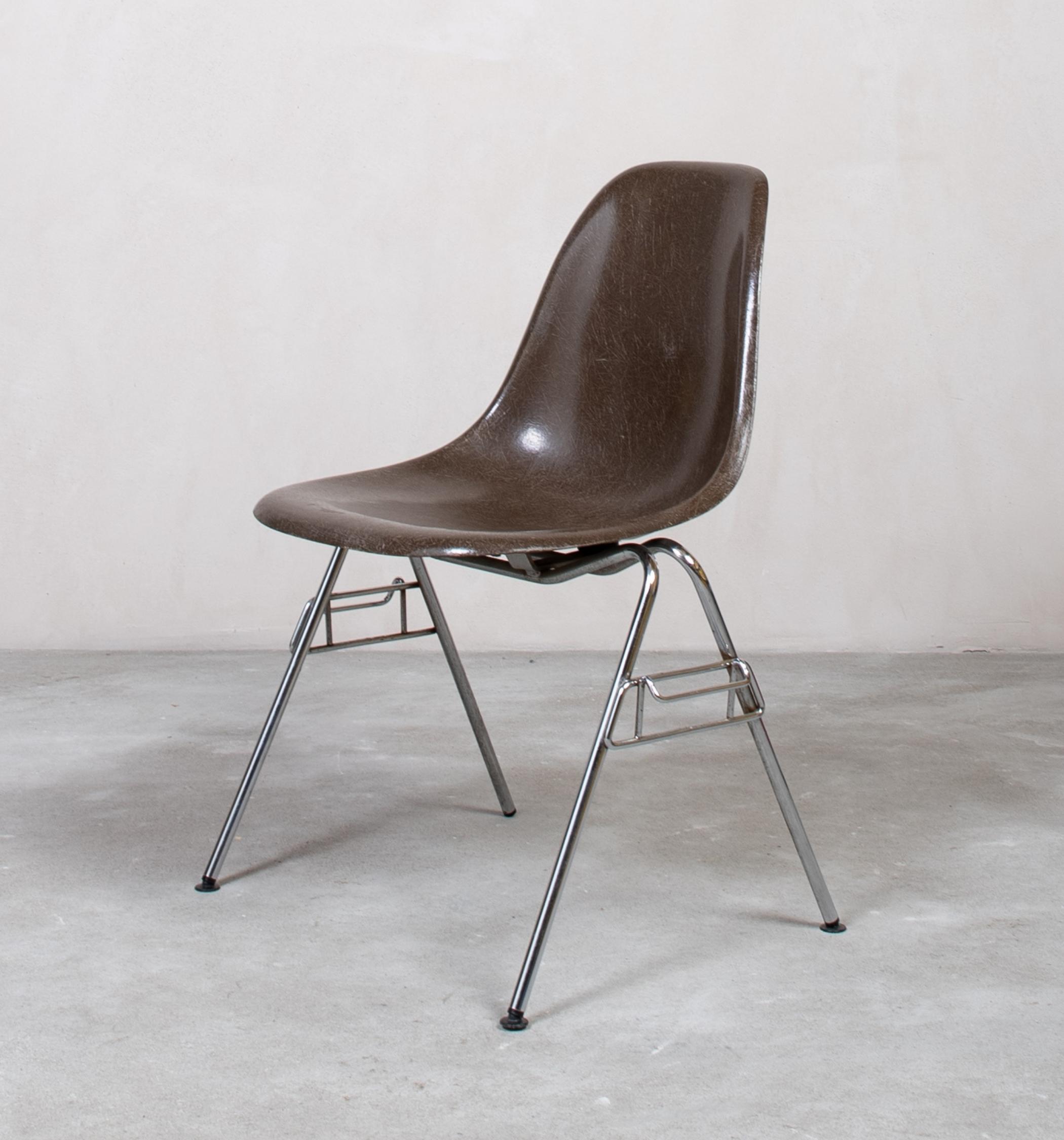 Eames Fiberglass Side Chair by Herman Miller Seal Brown