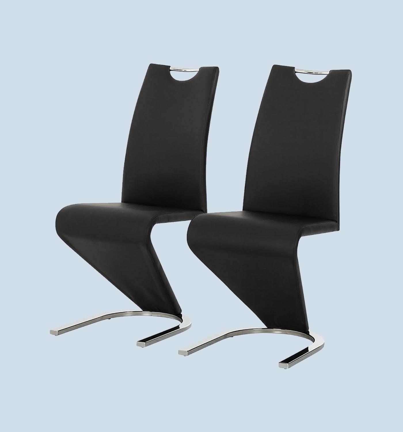 2x Freischwinger mit Flachrohr-Gestell schwarz