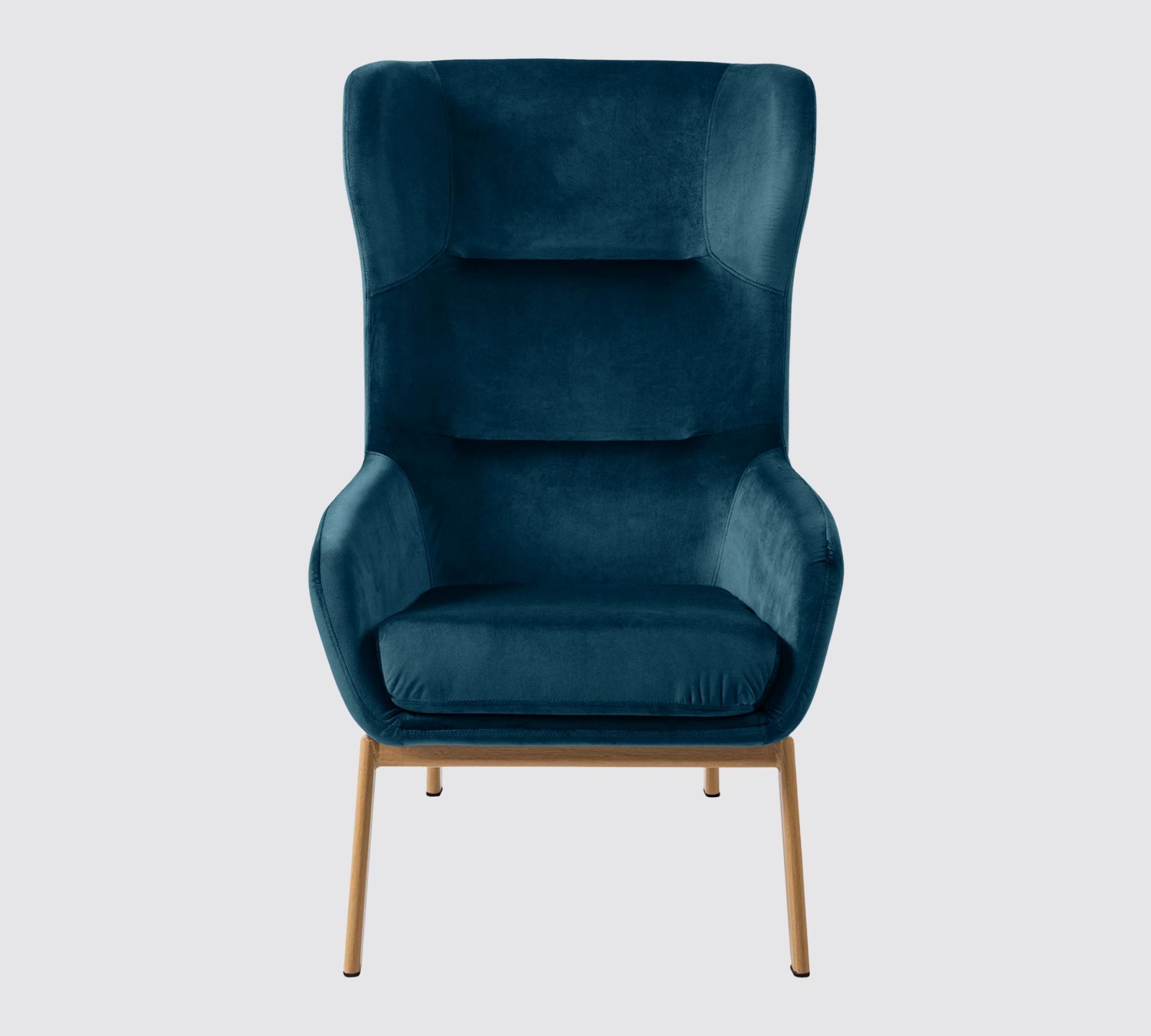 Ohrensessel + Hocker Samt Marineblau
