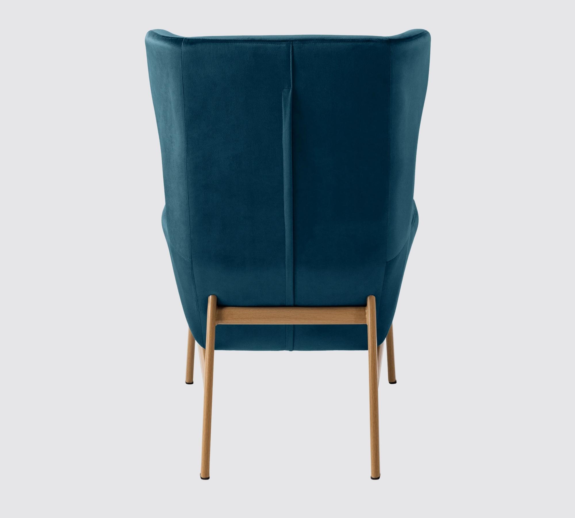 Ohrensessel + Hocker Samt Marineblau