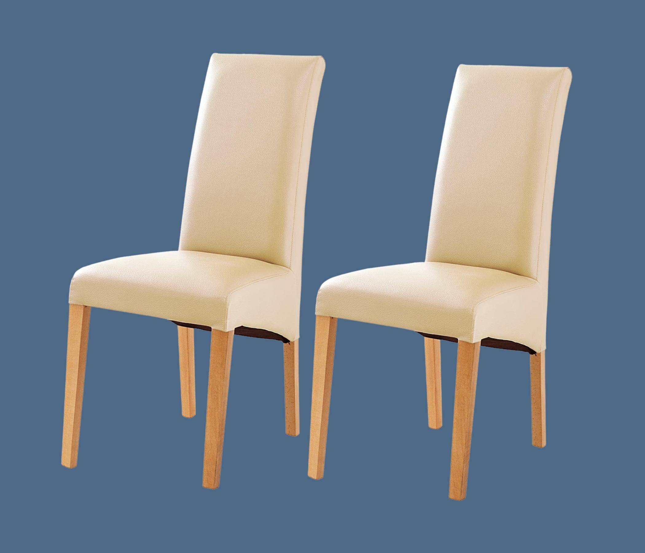 2x Polsterstuhl Kunstleder Buche Beige