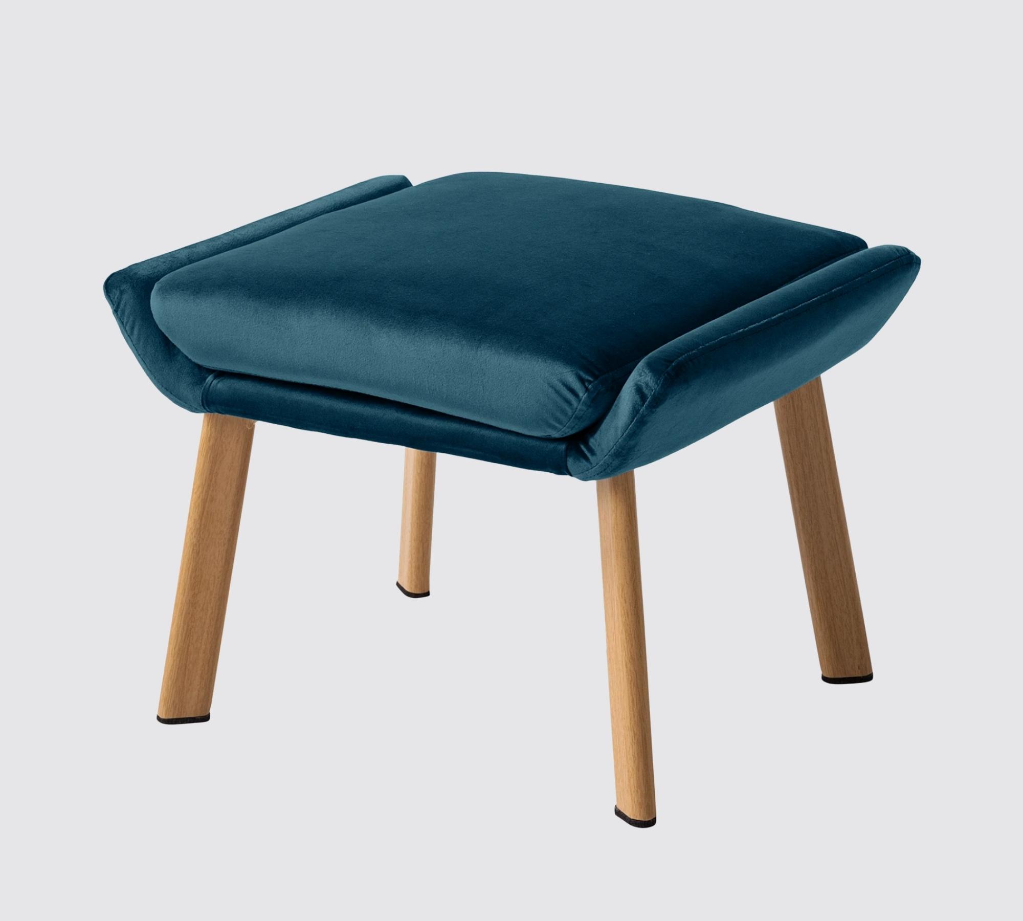 Ohrensessel + Hocker Samt Marineblau