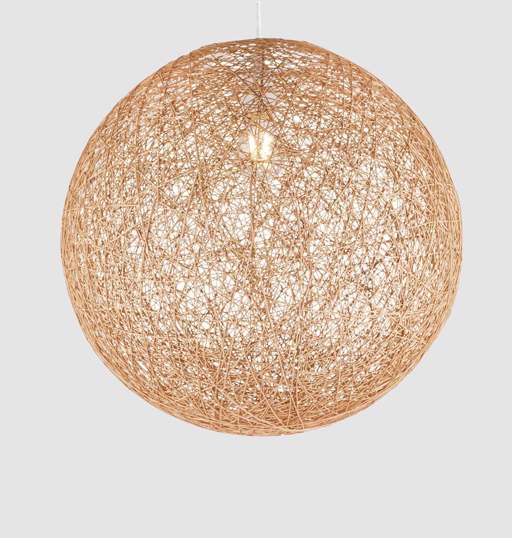 Pendelleuchte aus Papiergeflecht in Beige