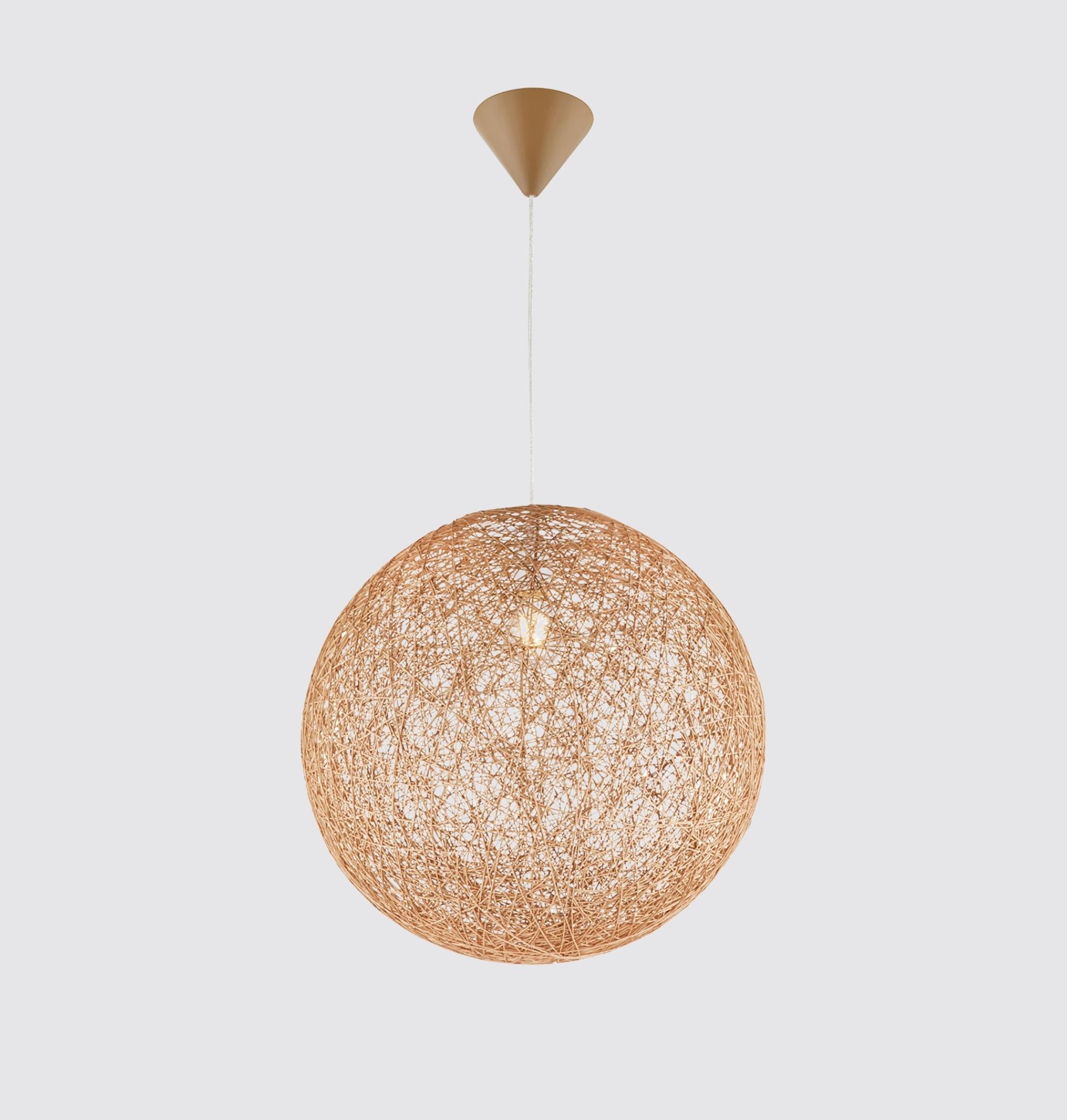 Pendelleuchte aus Papiergeflecht in Beige