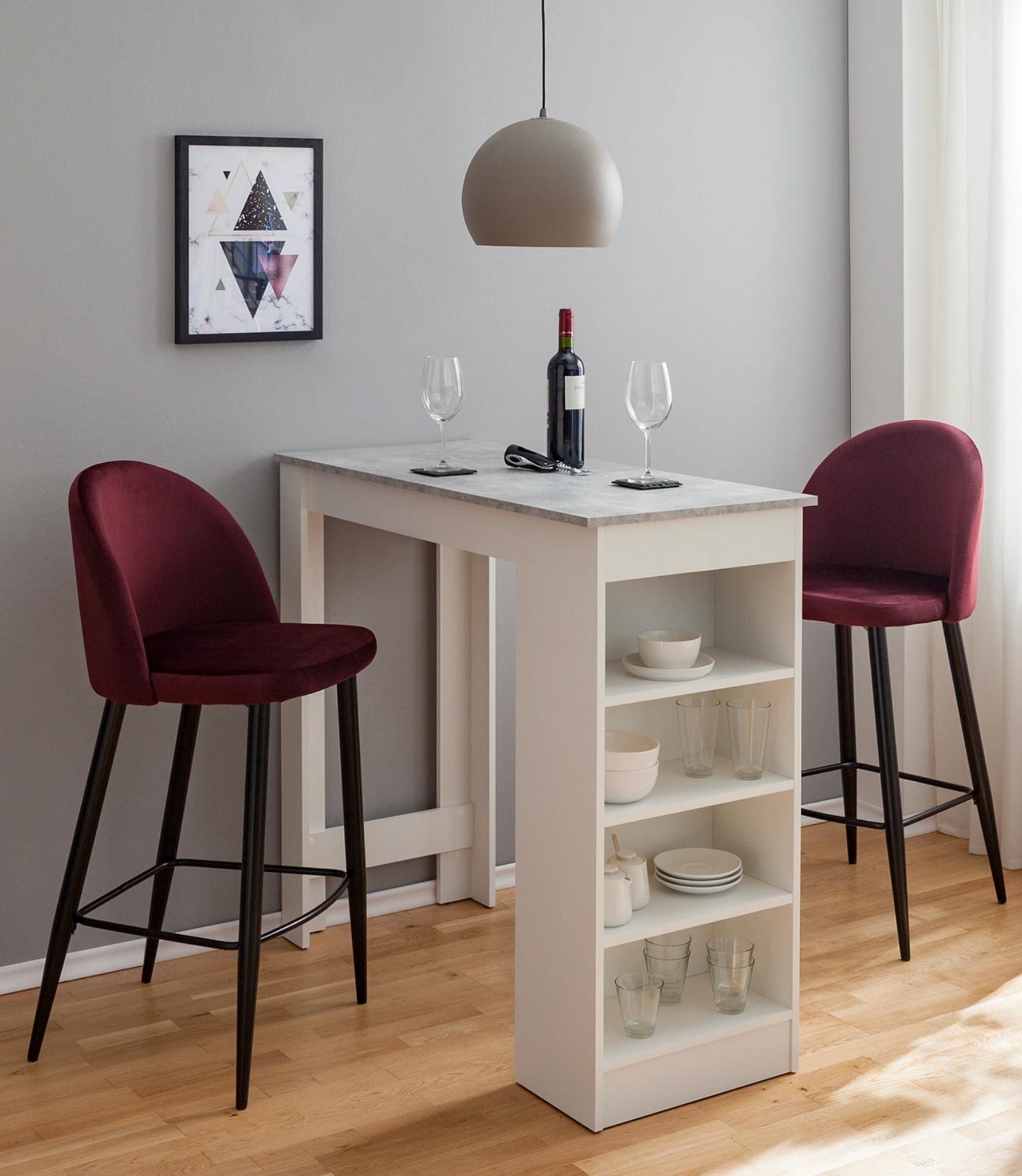2x Barstuhl Samt Bordeaux 