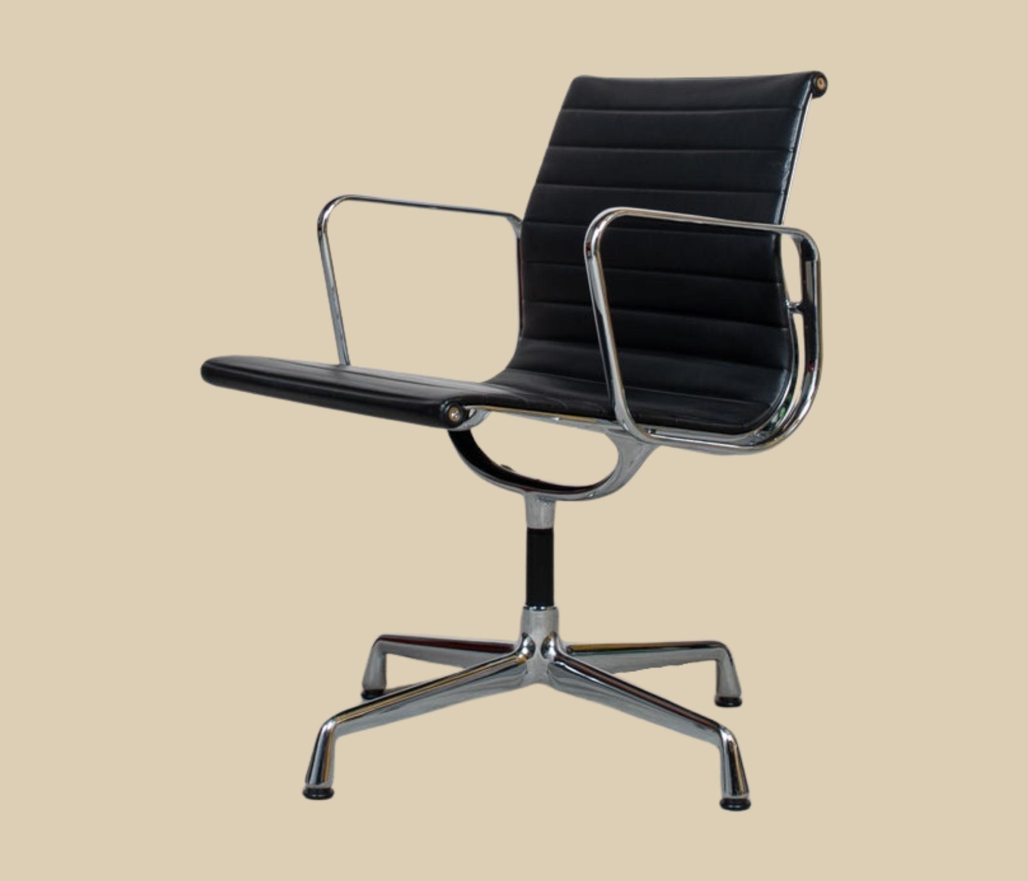 Eames EA 108 Alu Chair Leder Schwarz
