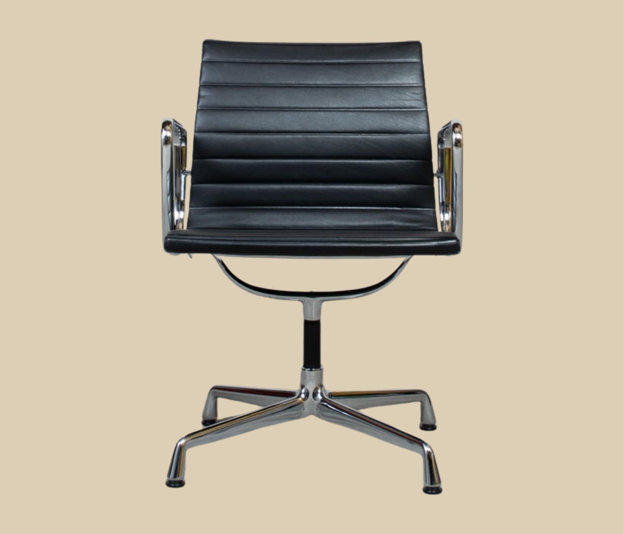 Eames EA 108 Alu Chair Leder Schwarz