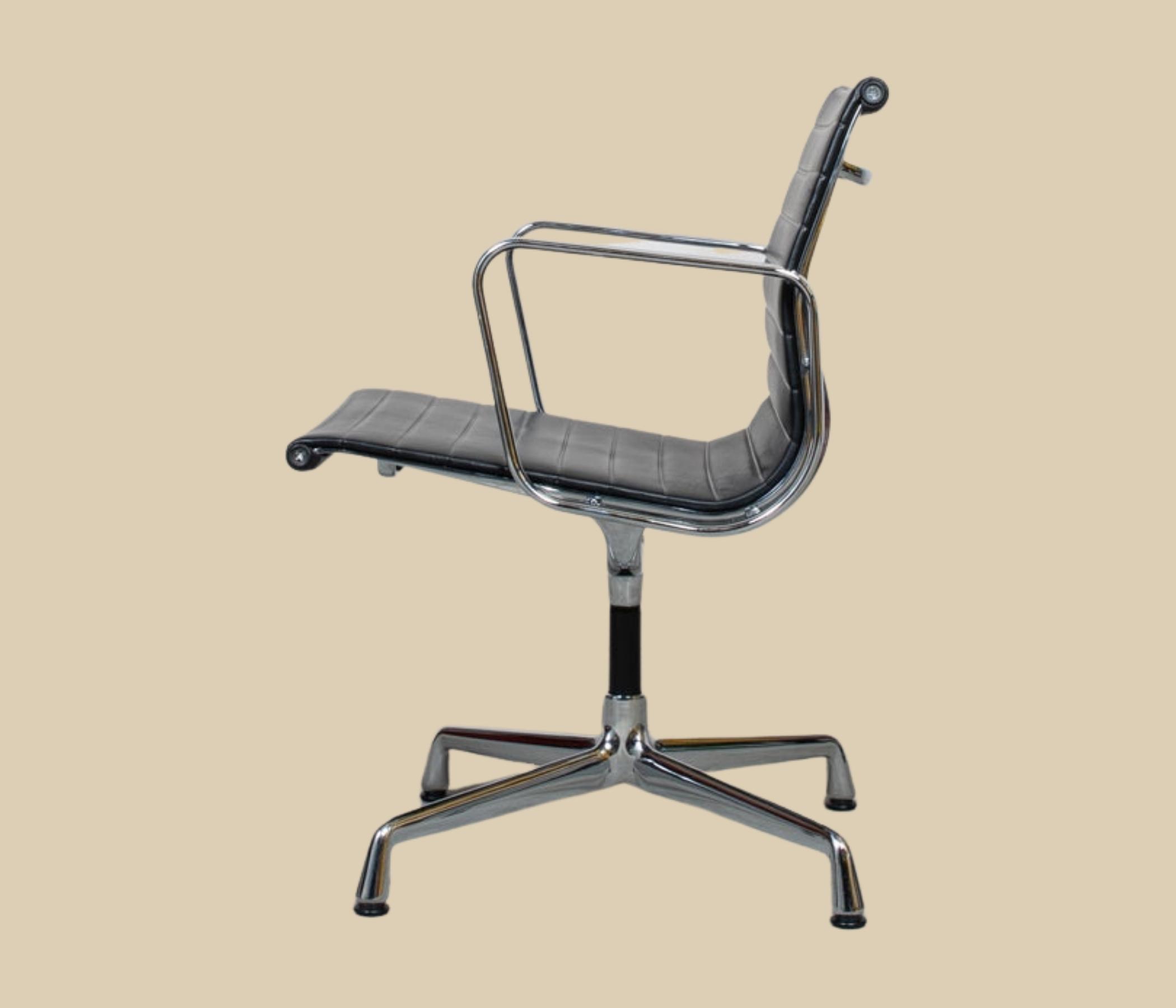 Eames EA 108 Alu Chair Leder Schwarz