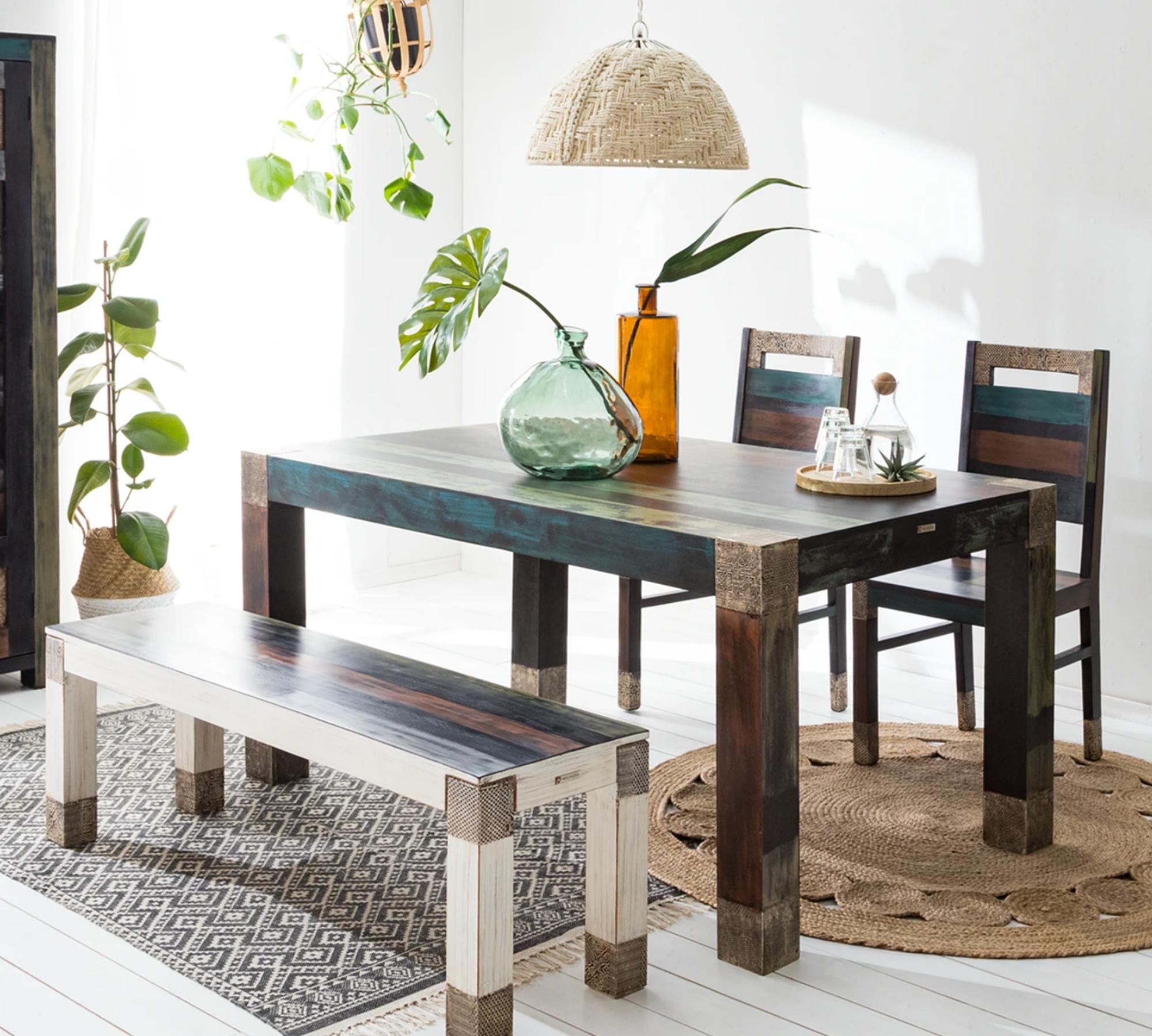 2x Esszimmerstuhl Mangoholz Ethno Look
