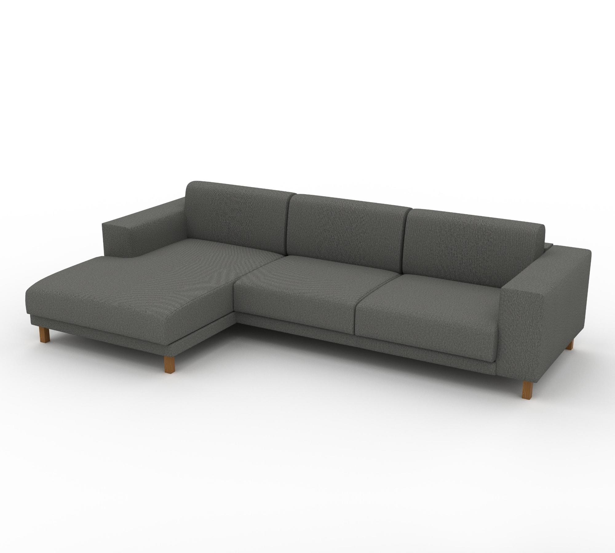 Tyme 3-Sitzer Sofa Récamiere Links Kiesgrau und Eiche