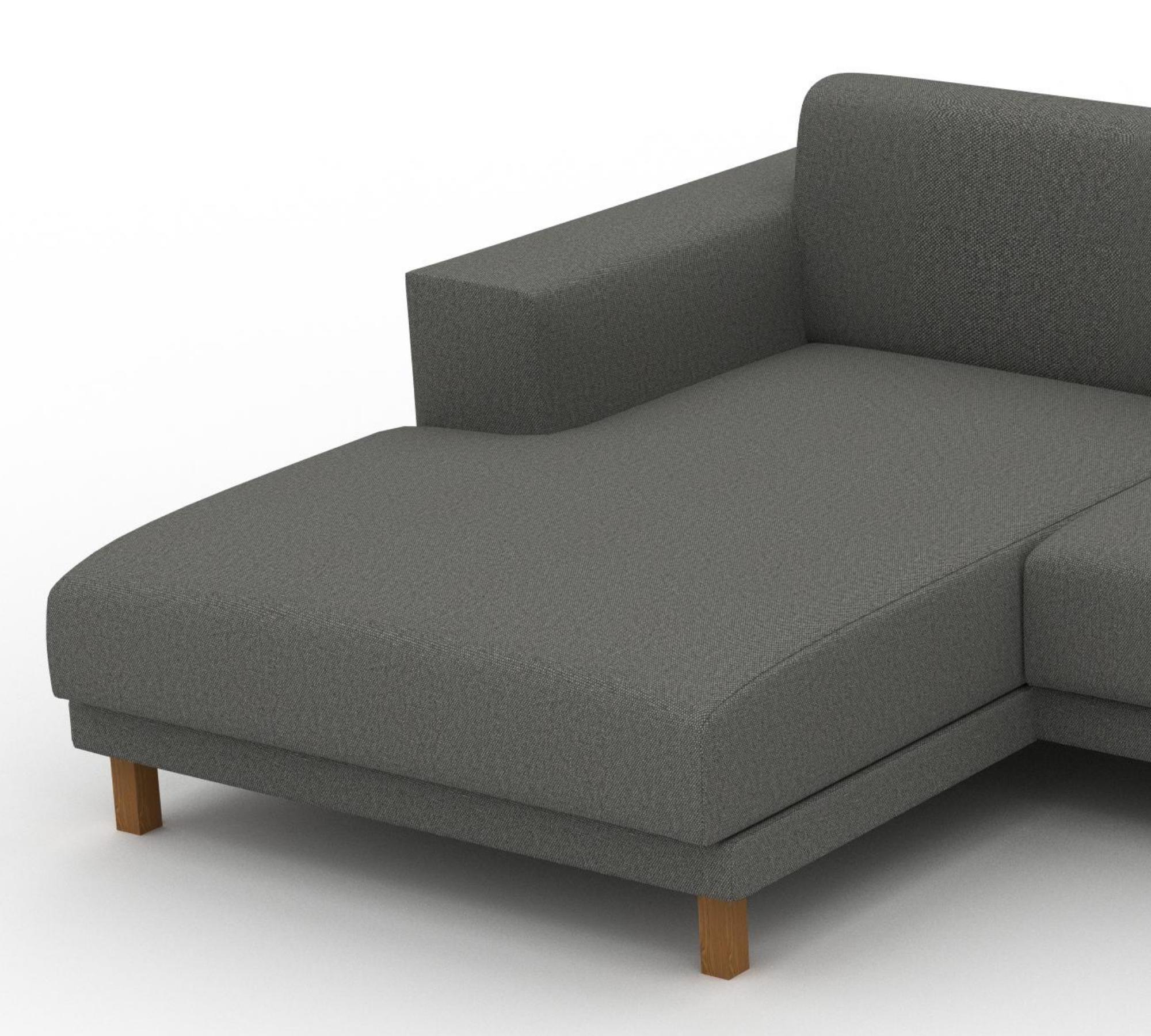 Tyme 3-Sitzer Sofa Récamiere Links Kiesgrau und Eiche