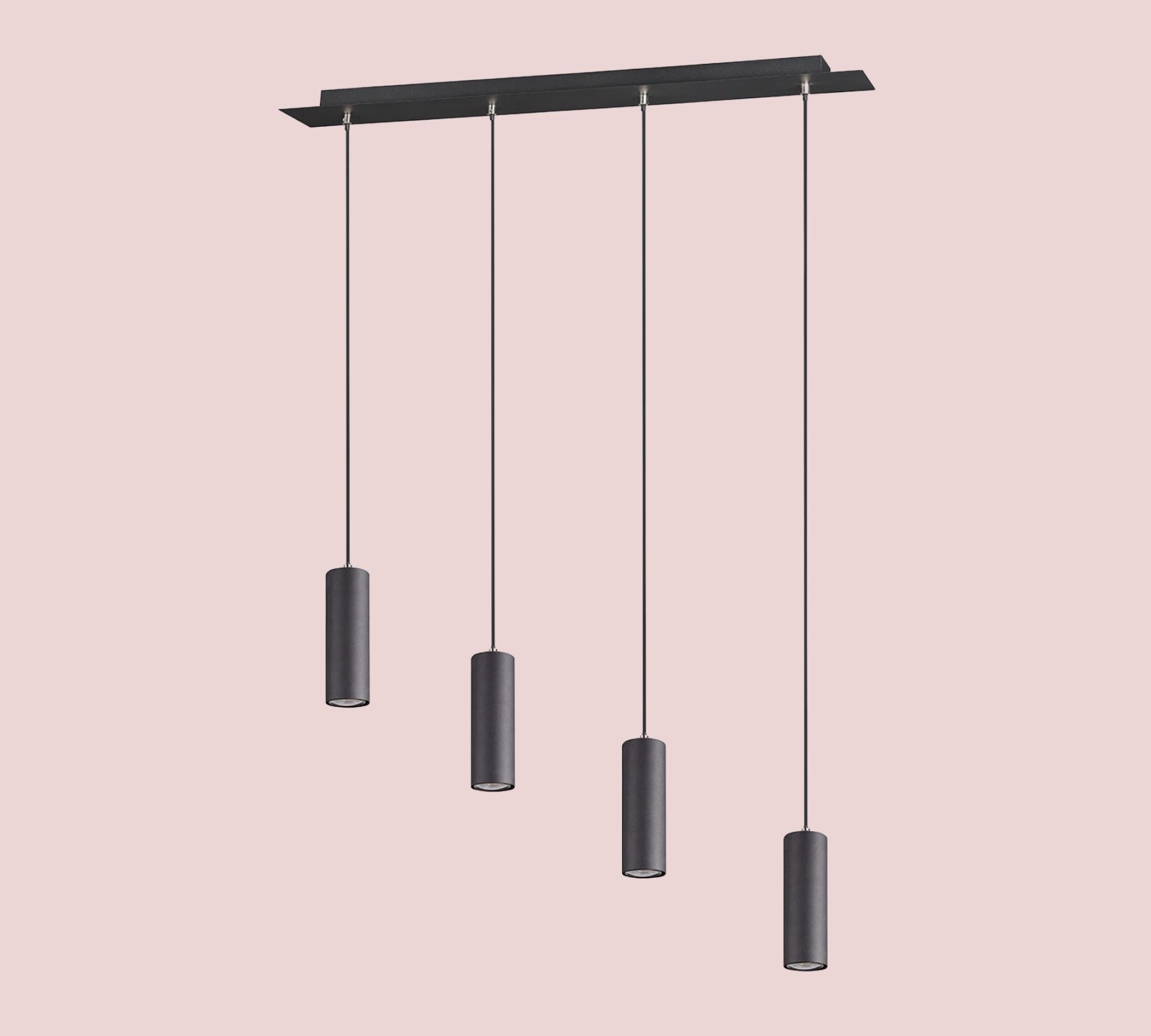 Pendant lamp Marley II Iron 4-light Black