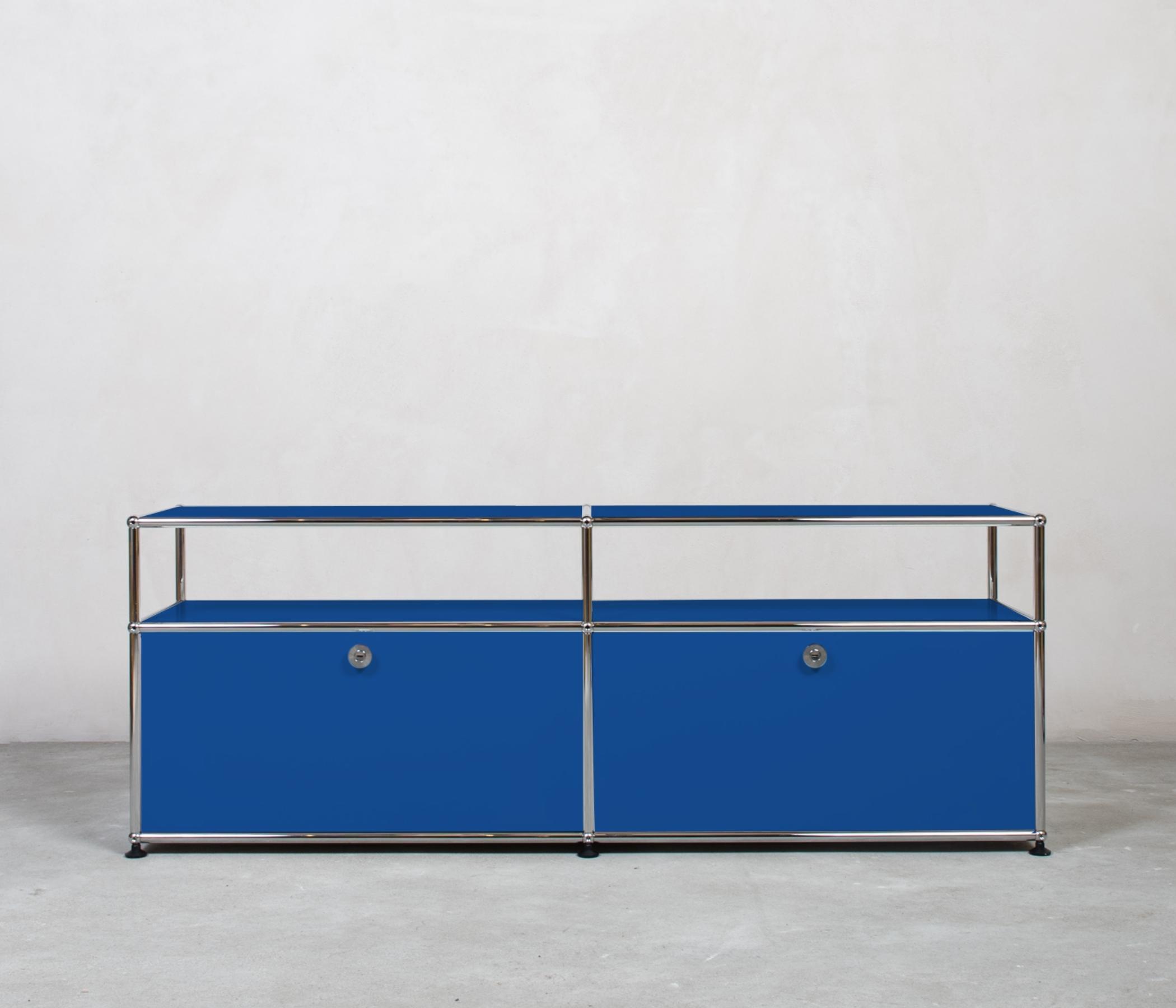 USM Haller Sideboard 2x1 Fächer Aufbau Enzianblau