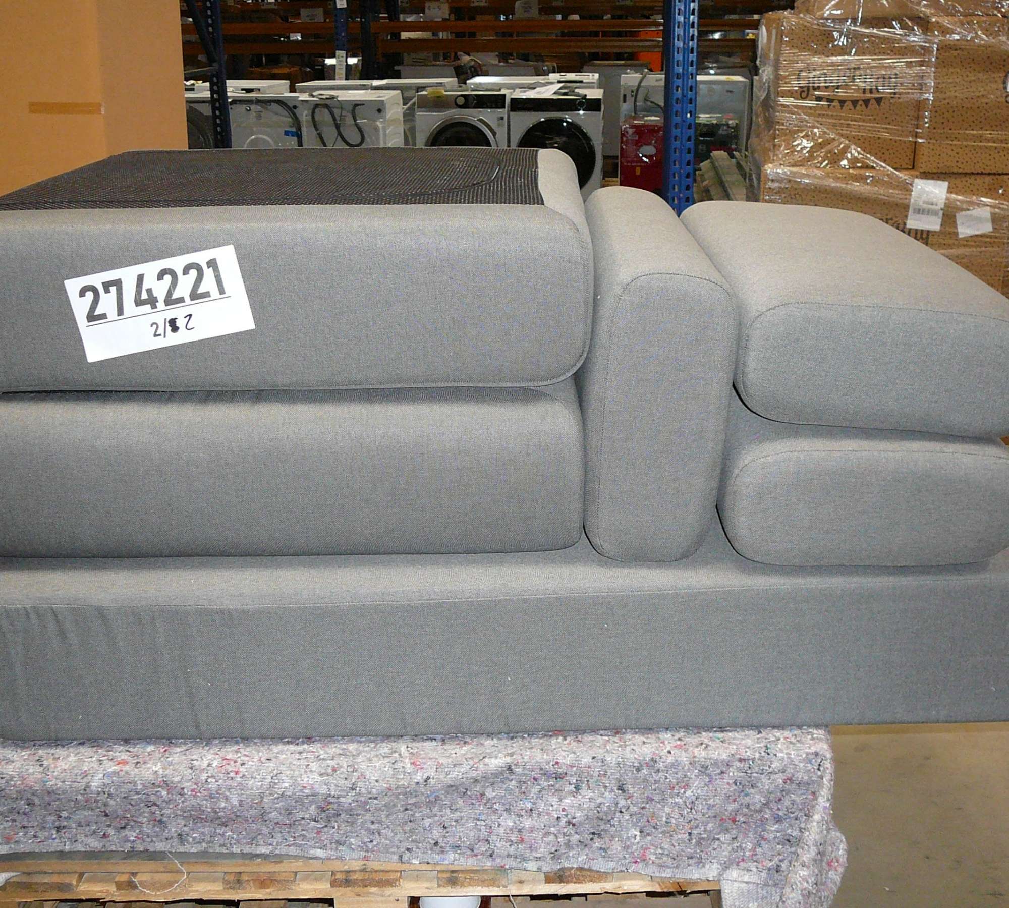 Tyme 3-Sitzer Sofa Récamiere Links Kiesgrau und Eiche