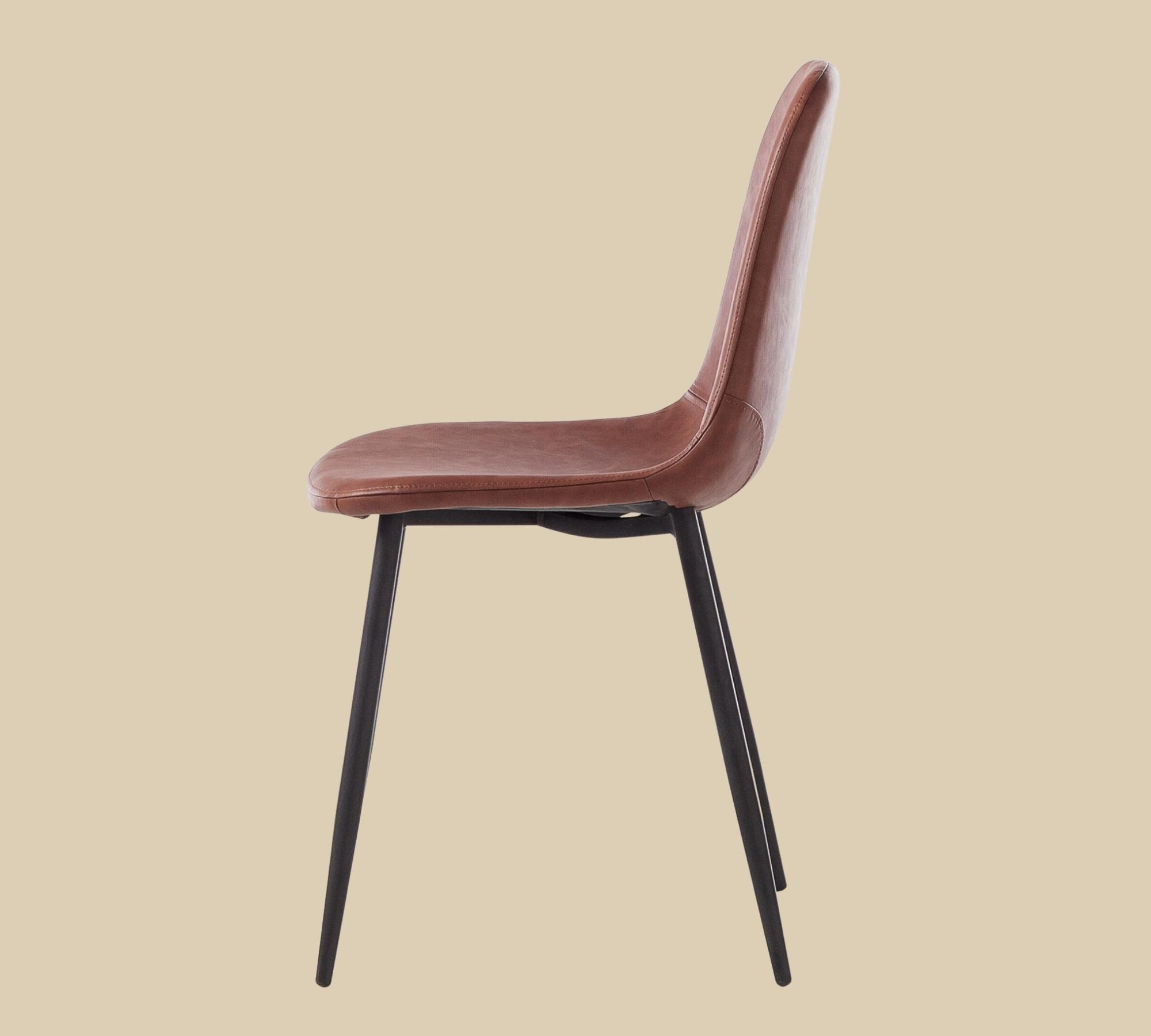 2x Polsterstuhl mit filigranen Beinen Kunstleder Braun