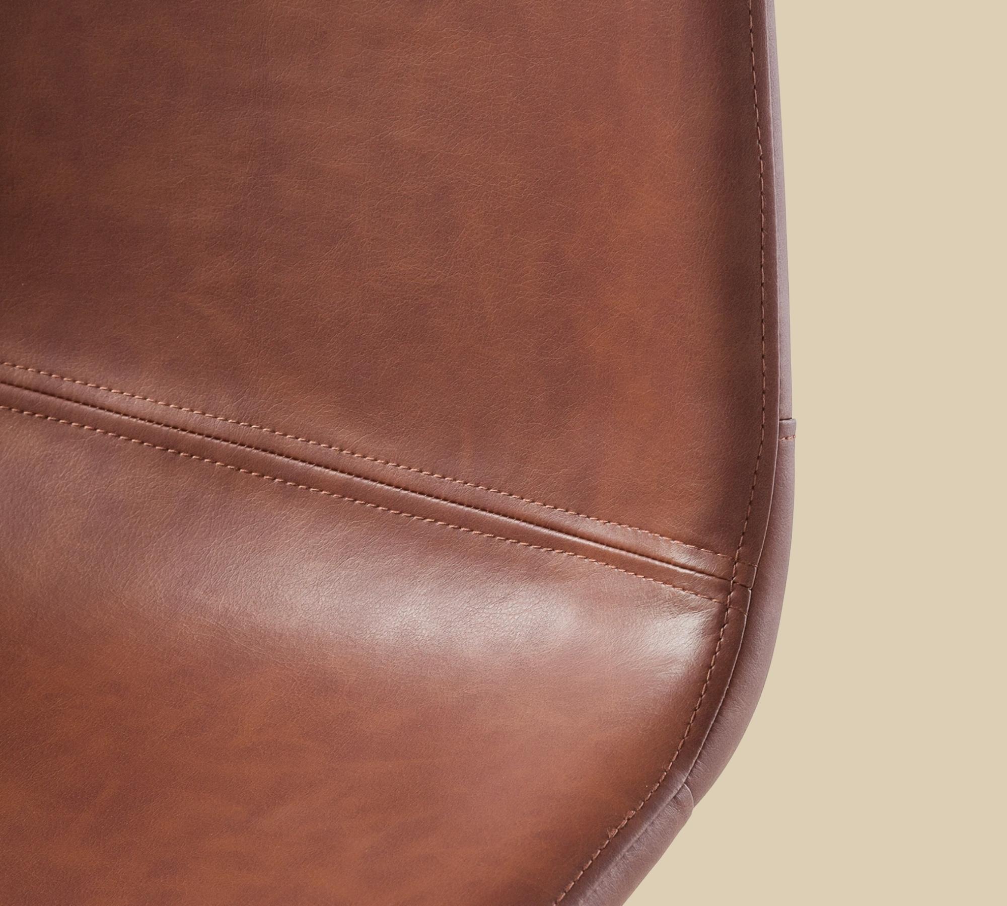 2x Polsterstuhl mit filigranen Beinen Kunstleder Braun