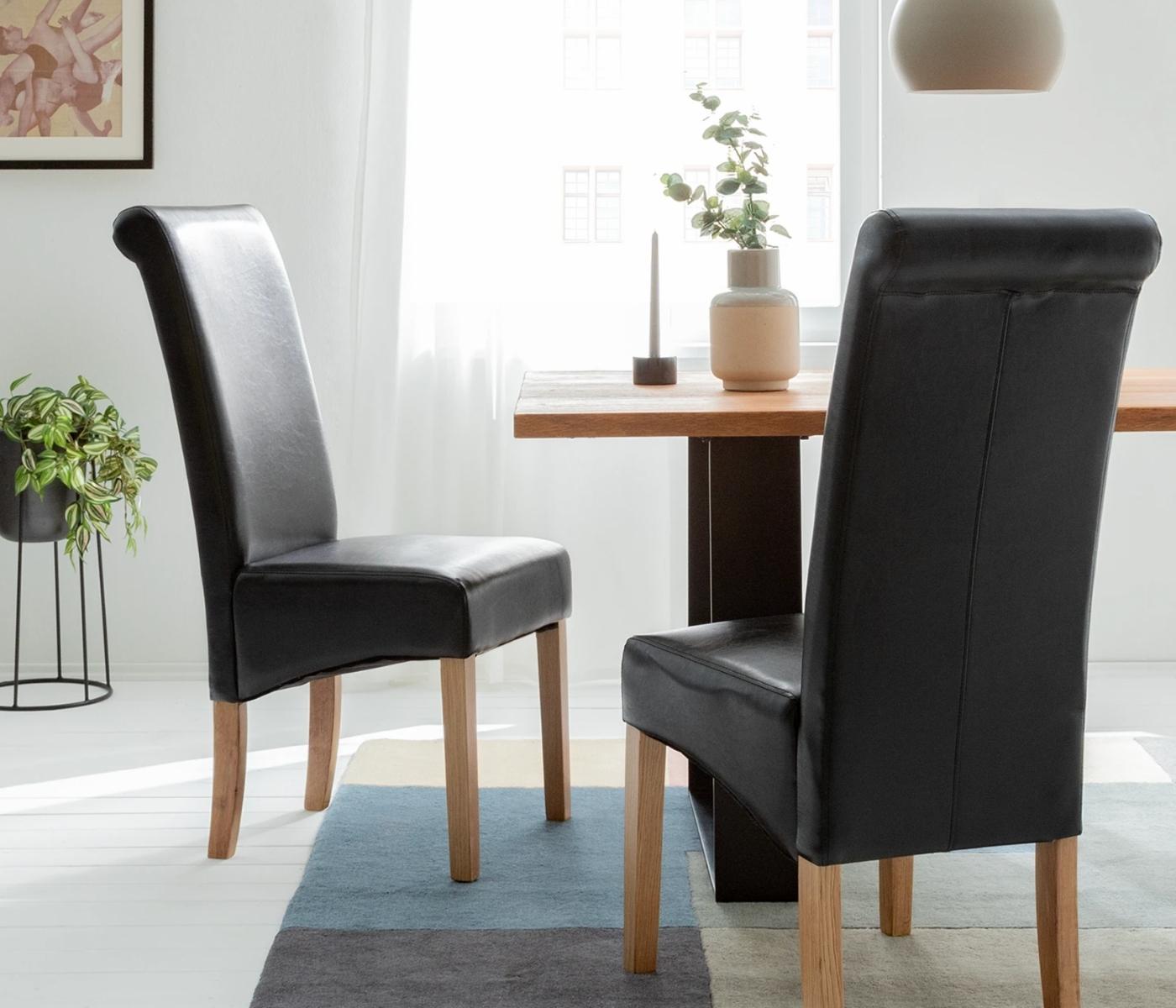 Upholstered chair Nello II (set of 2) Faux leather Black