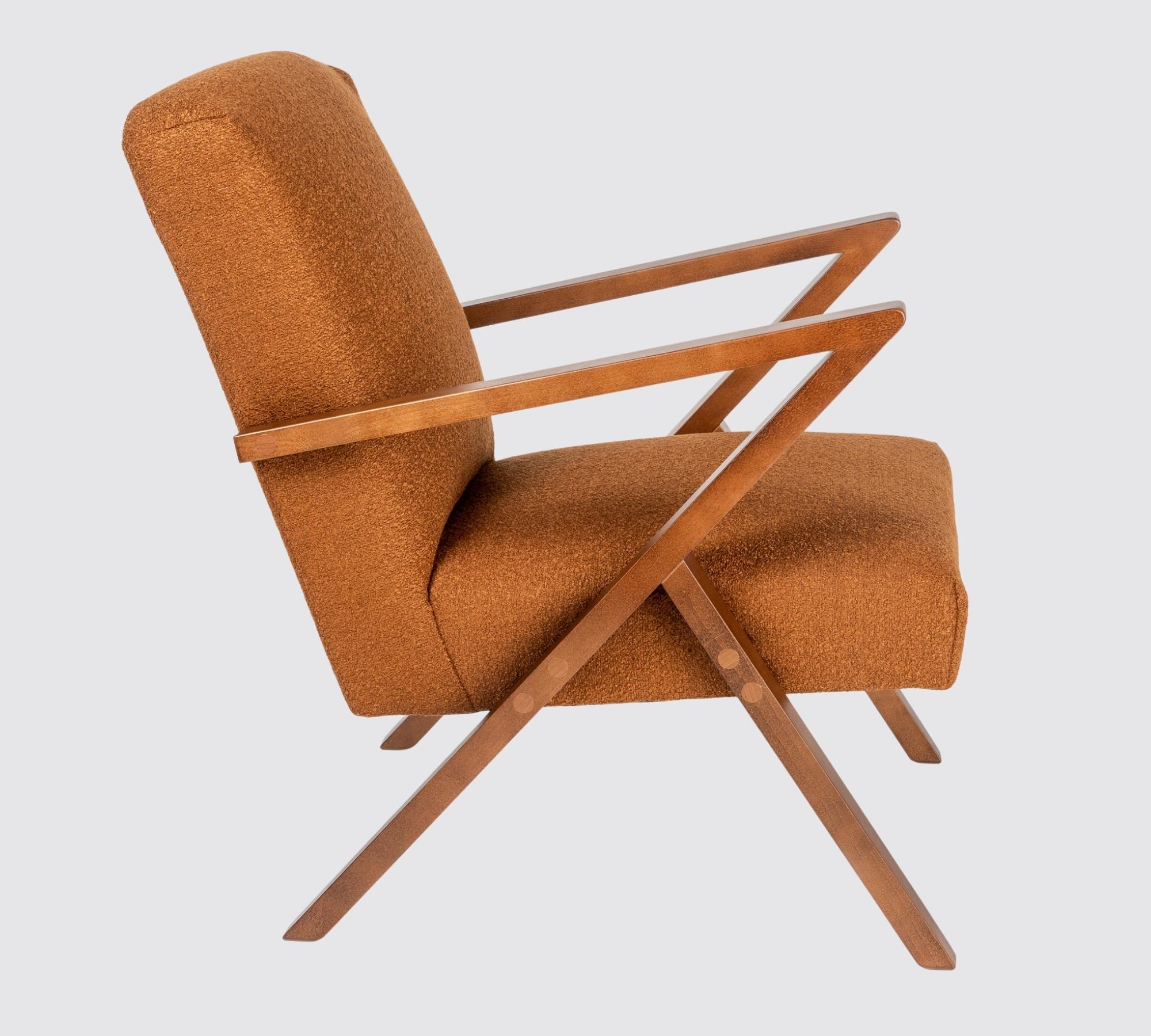 Cocoli-Exclusive Bouclé-Armlehnstuhl Dunkelorange