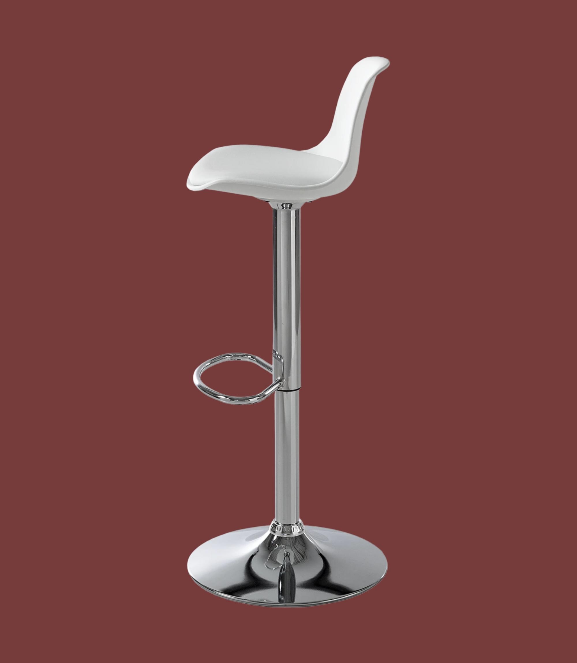 2x Set Bar stool of plastic and stainless steel White