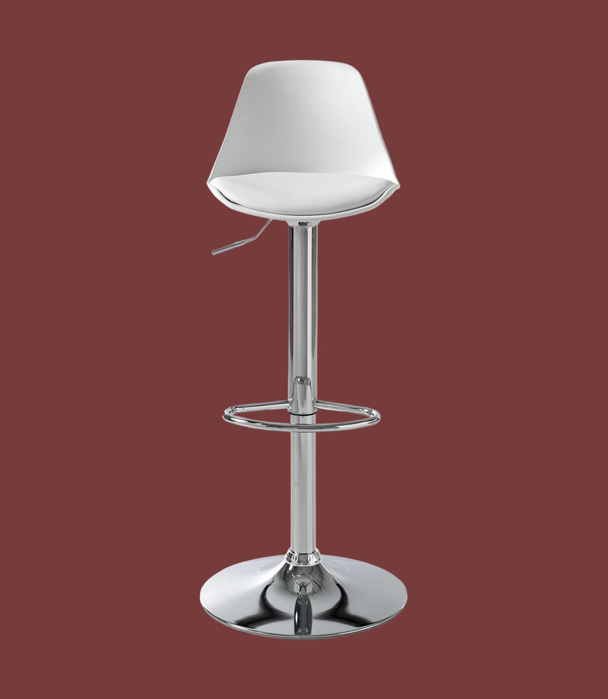 2x Set Bar stool of plastic and stainless steel White