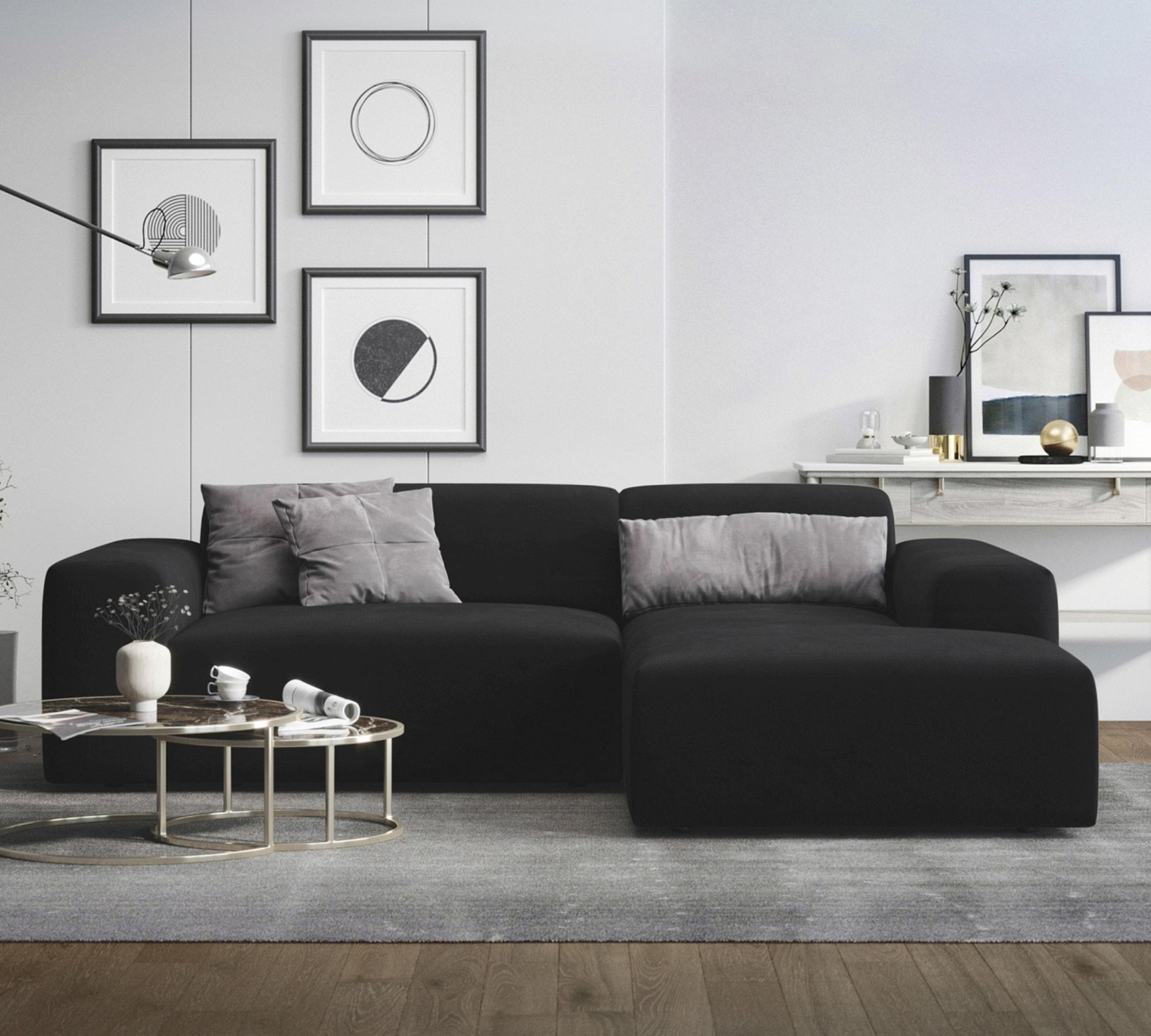 2-Sitzer Karen Récamiere Rechts Samt Schwarz