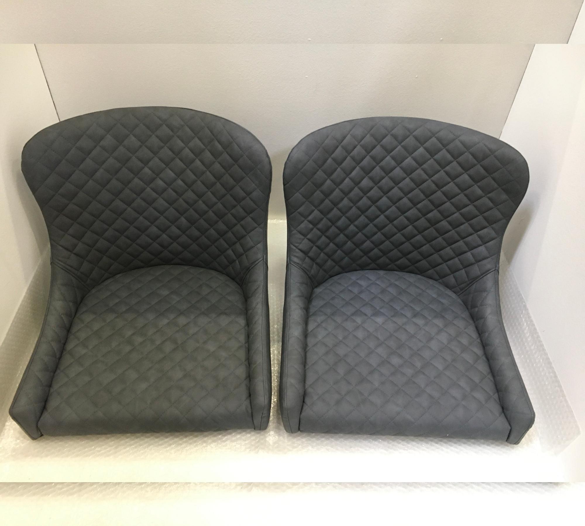 2x Esszimmerstuhl aus gestepptem Kunstleder Grau