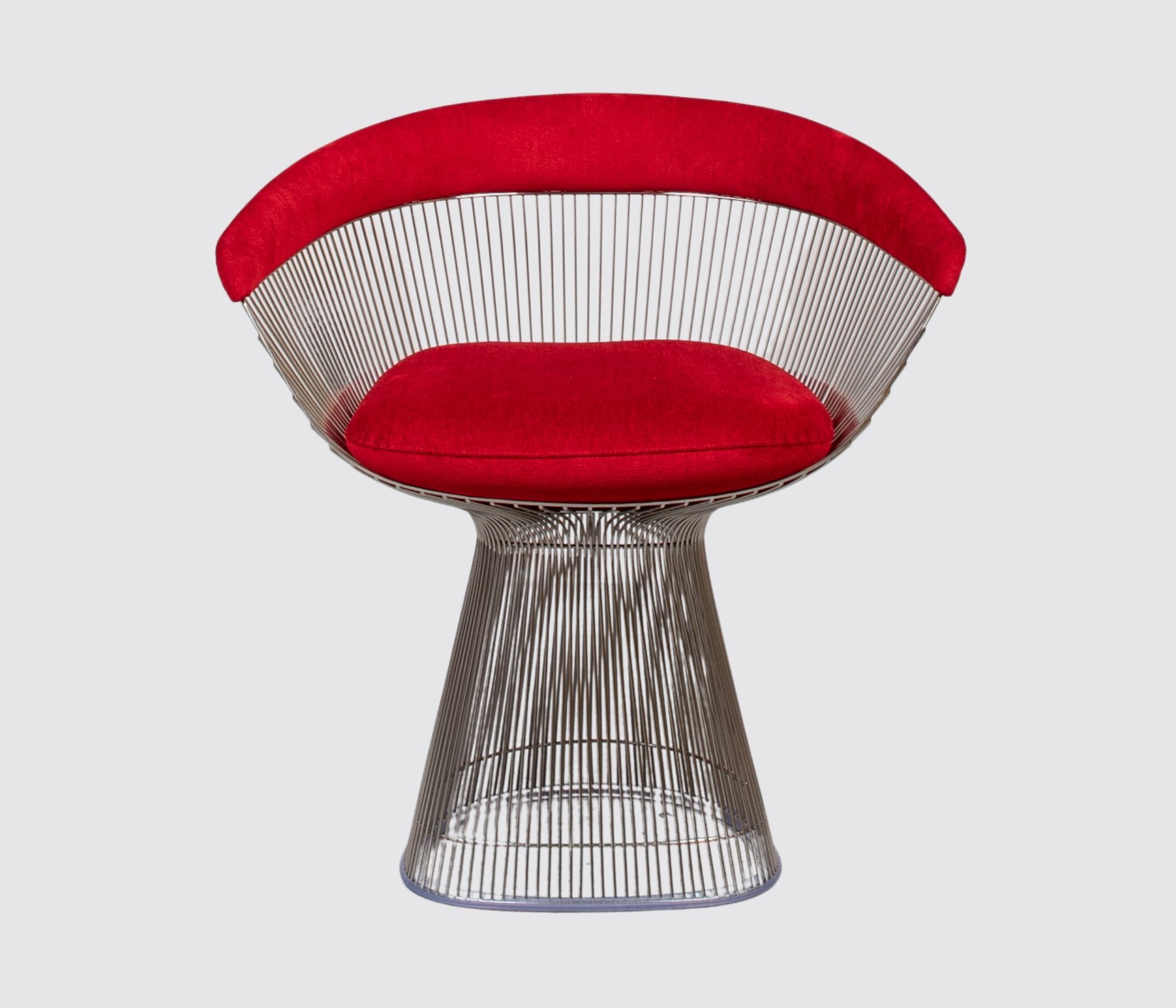 Knoll Platner Arm Chair aus Metall mit rotem Kissen