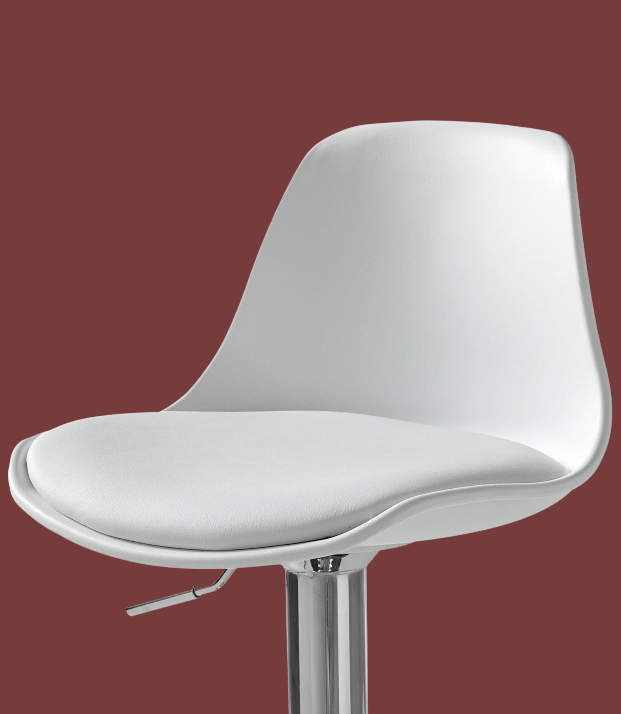 2x Set Bar stool of plastic and stainless steel White