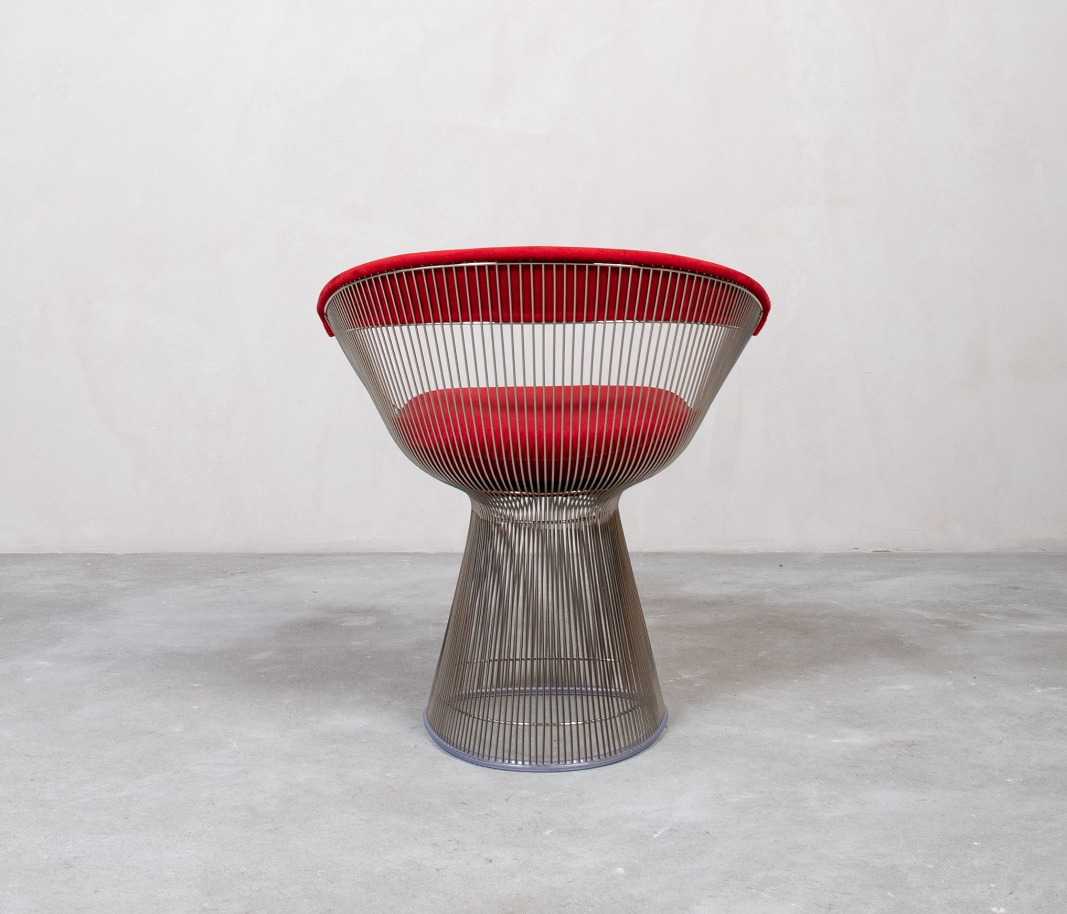 Knoll Platner Arm Chair aus Metall mit rotem Kissen