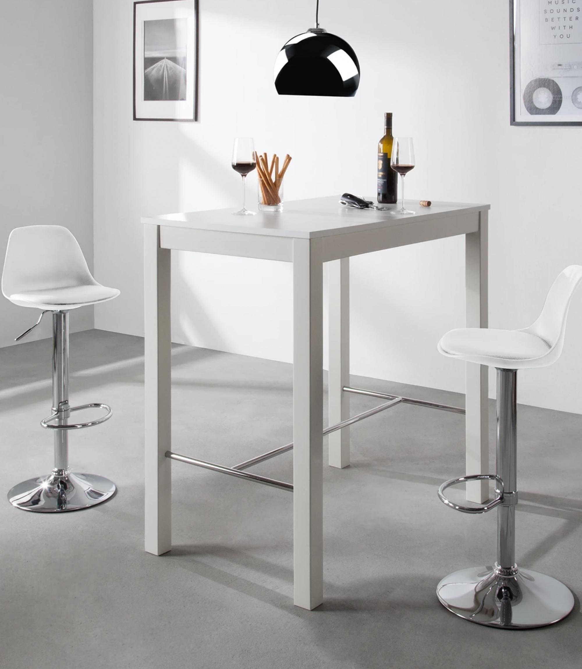 2x Set Barstuhl aus Kunststoff und Edelstahl Weiß