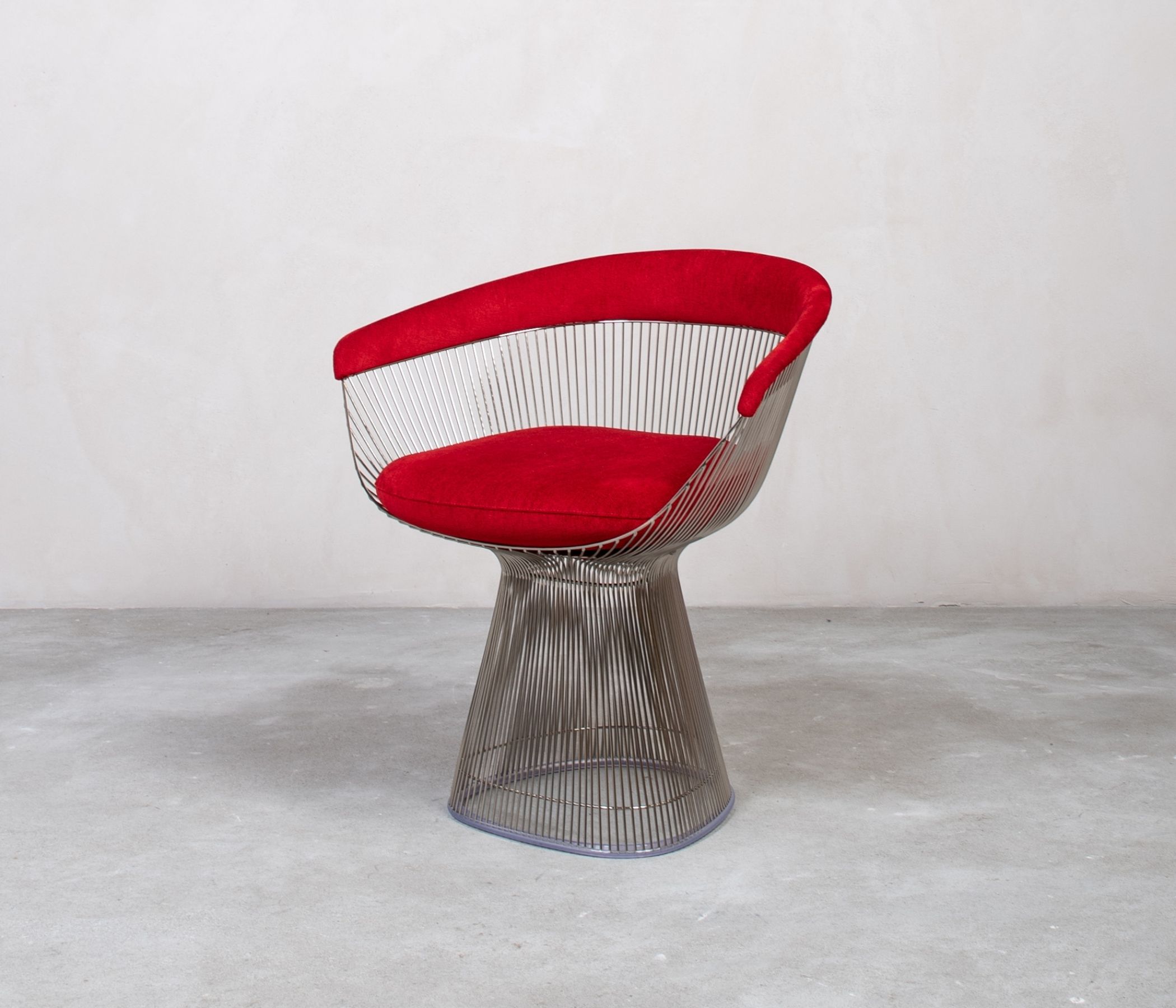 Knoll Platner Arm Chair aus Metall mit rotem Kissen