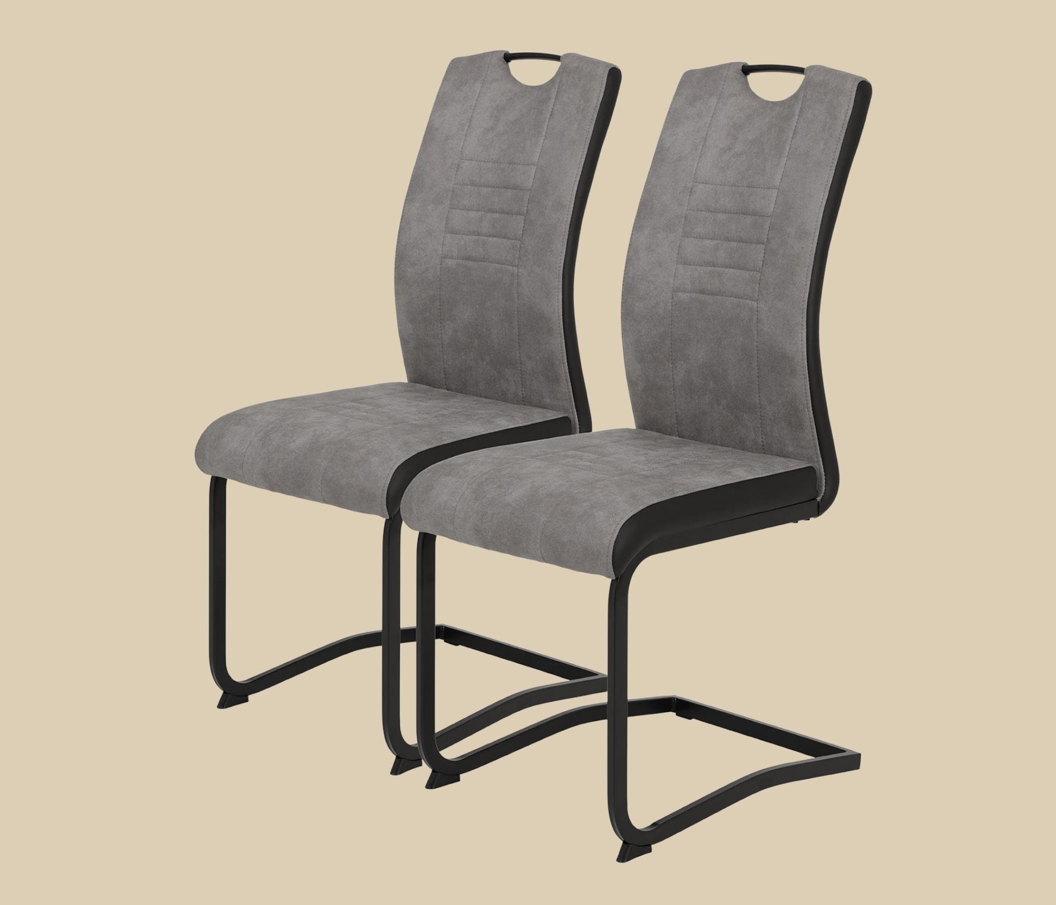 2x Freischwinger Mikrofaser Mittelgrau