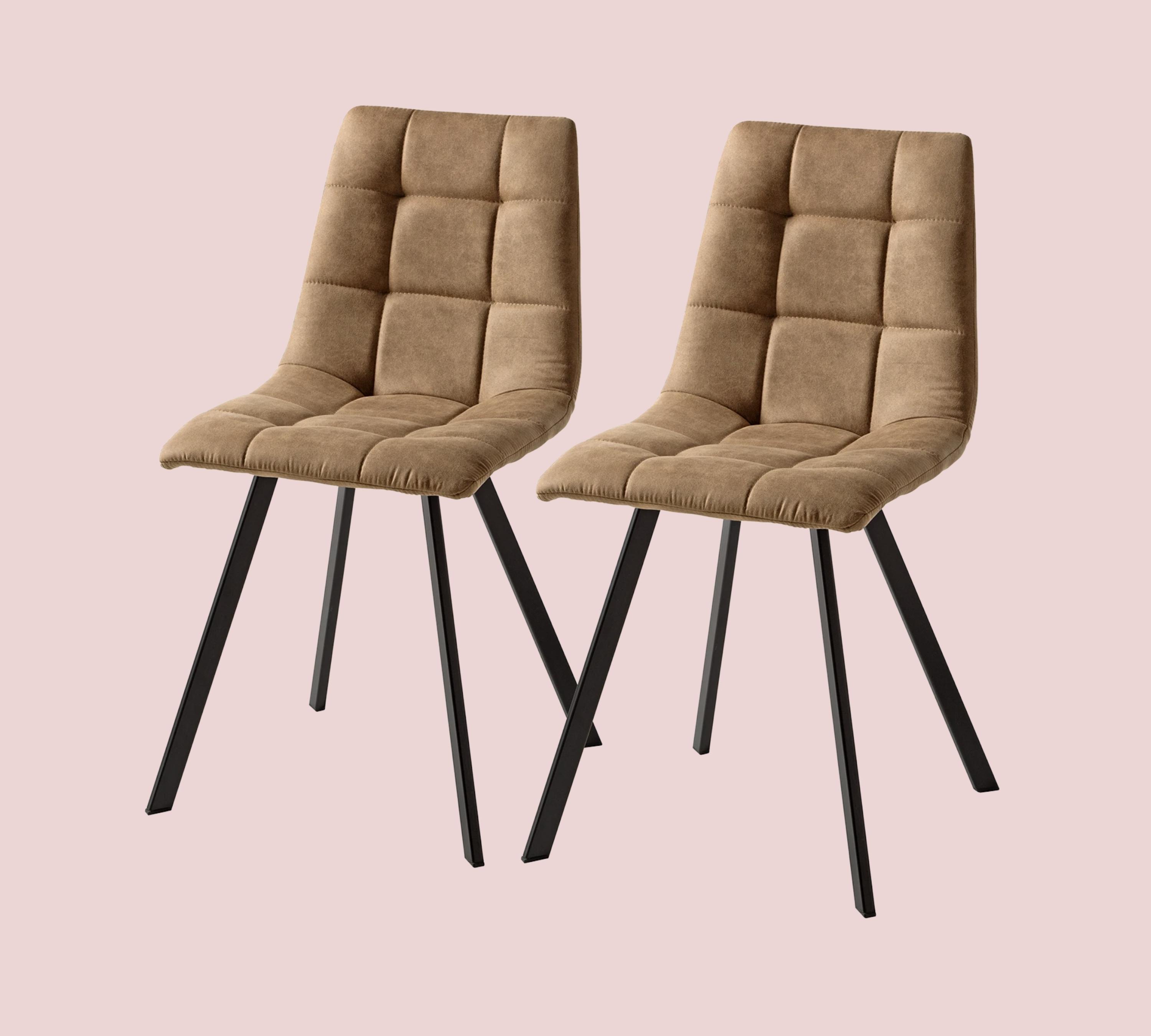 2x Esszimmerstuhl Mikrofaser mit Heftung Beige